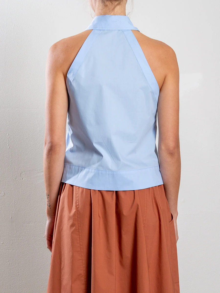 Atlas Halter in Italian Poplin - Banker Blue - Image 3