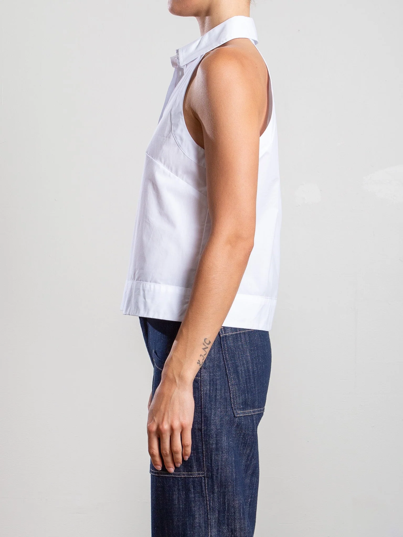 Atlas Halter in Italian Poplin - White - Image 3