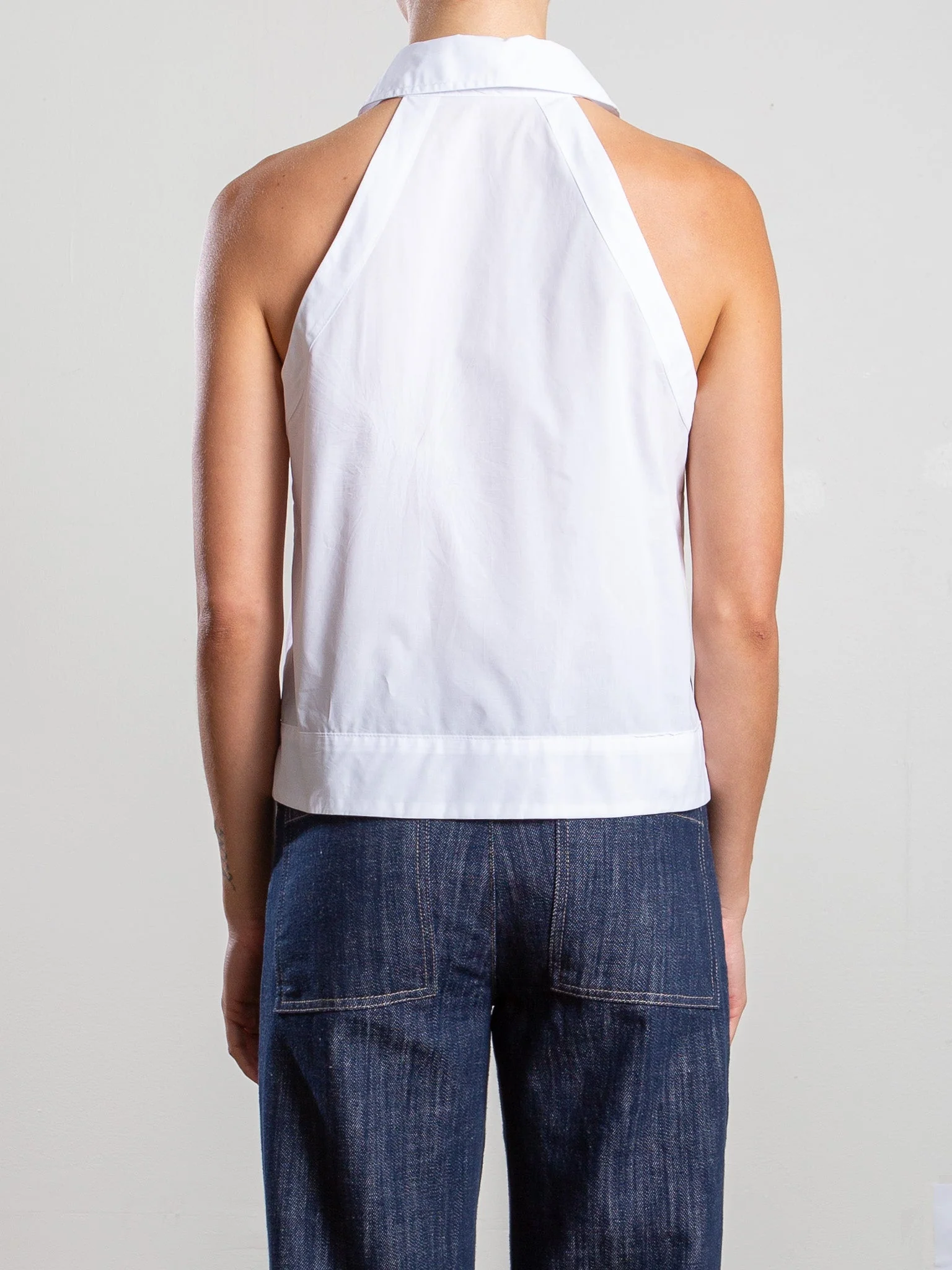Atlas Halter in Italian Poplin - White - Image 4
