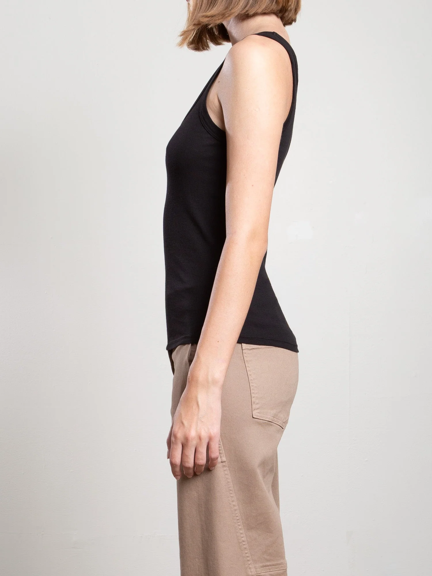 Cass Tank in Lightweight Rib - Black - Image 3