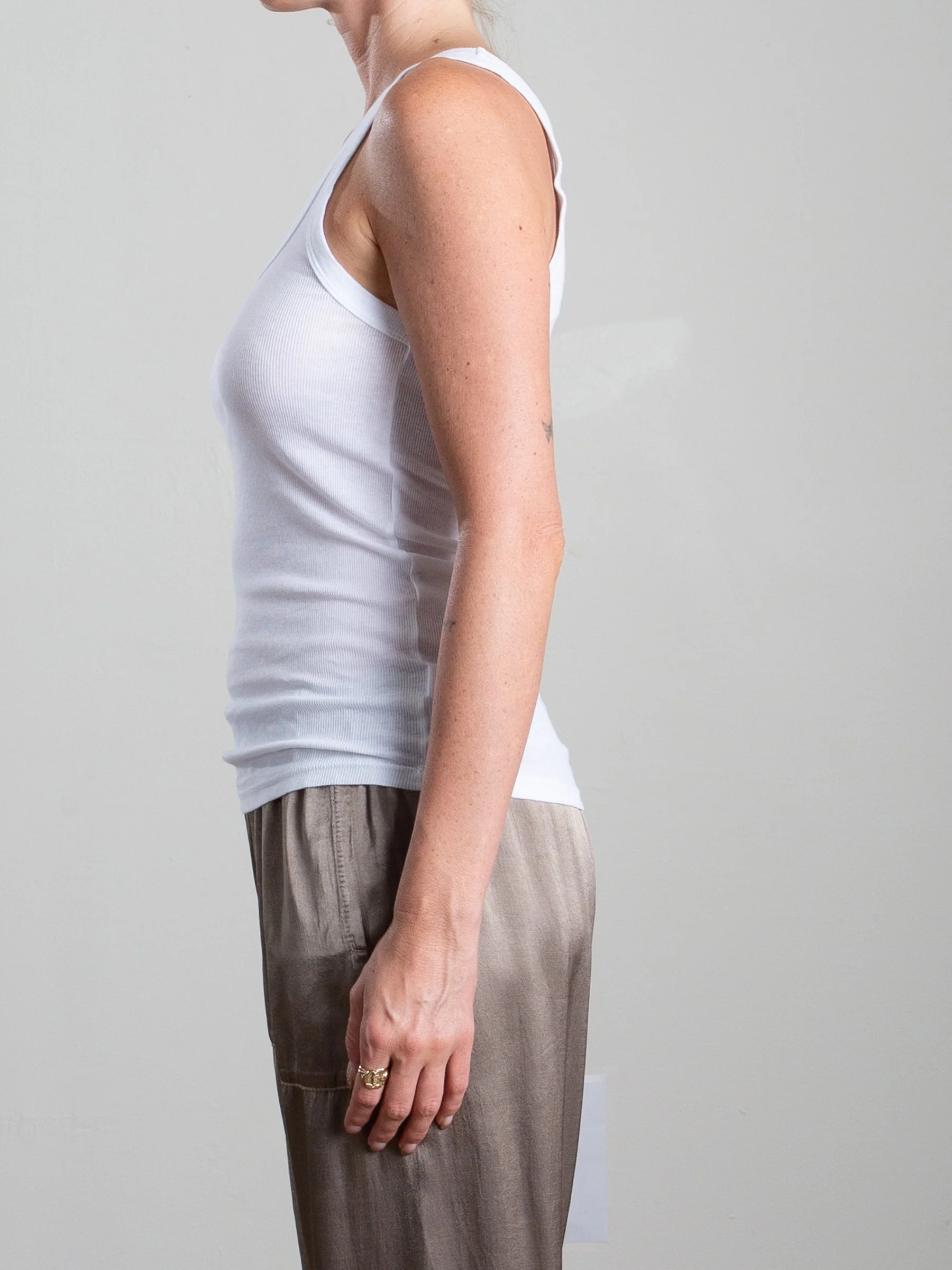 Cass Tank in Lightweight Rib - White - Image 3