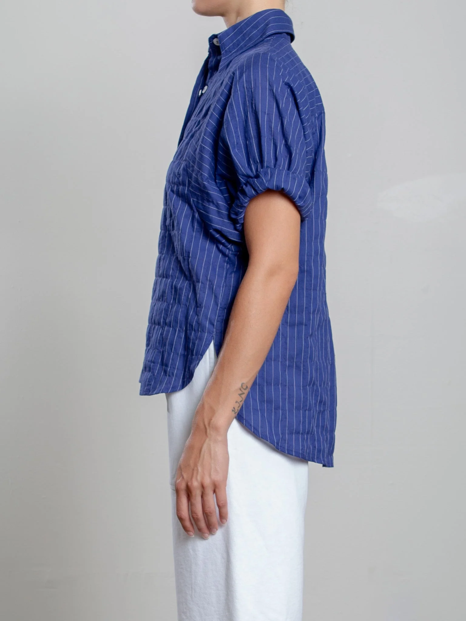 Claude Shirt in Japanese Cotton Stripe - Navy - Image 4