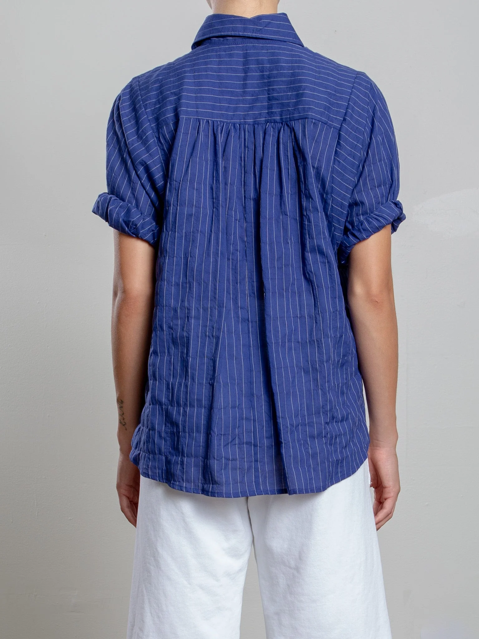 Claude Shirt in Japanese Cotton Stripe - Navy - Image 5