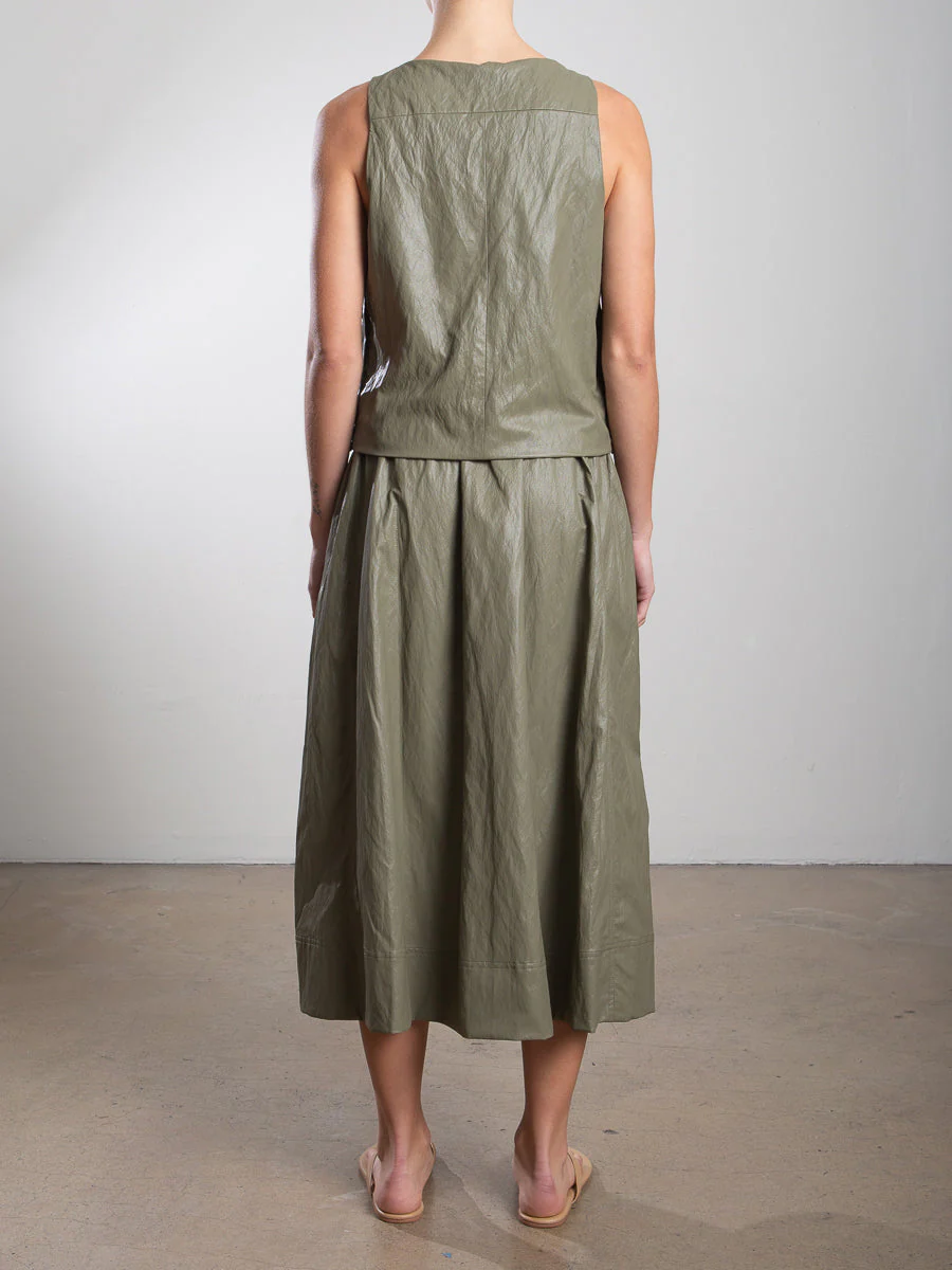 Claudia Skirt in Faux Leather - Army - Image 4