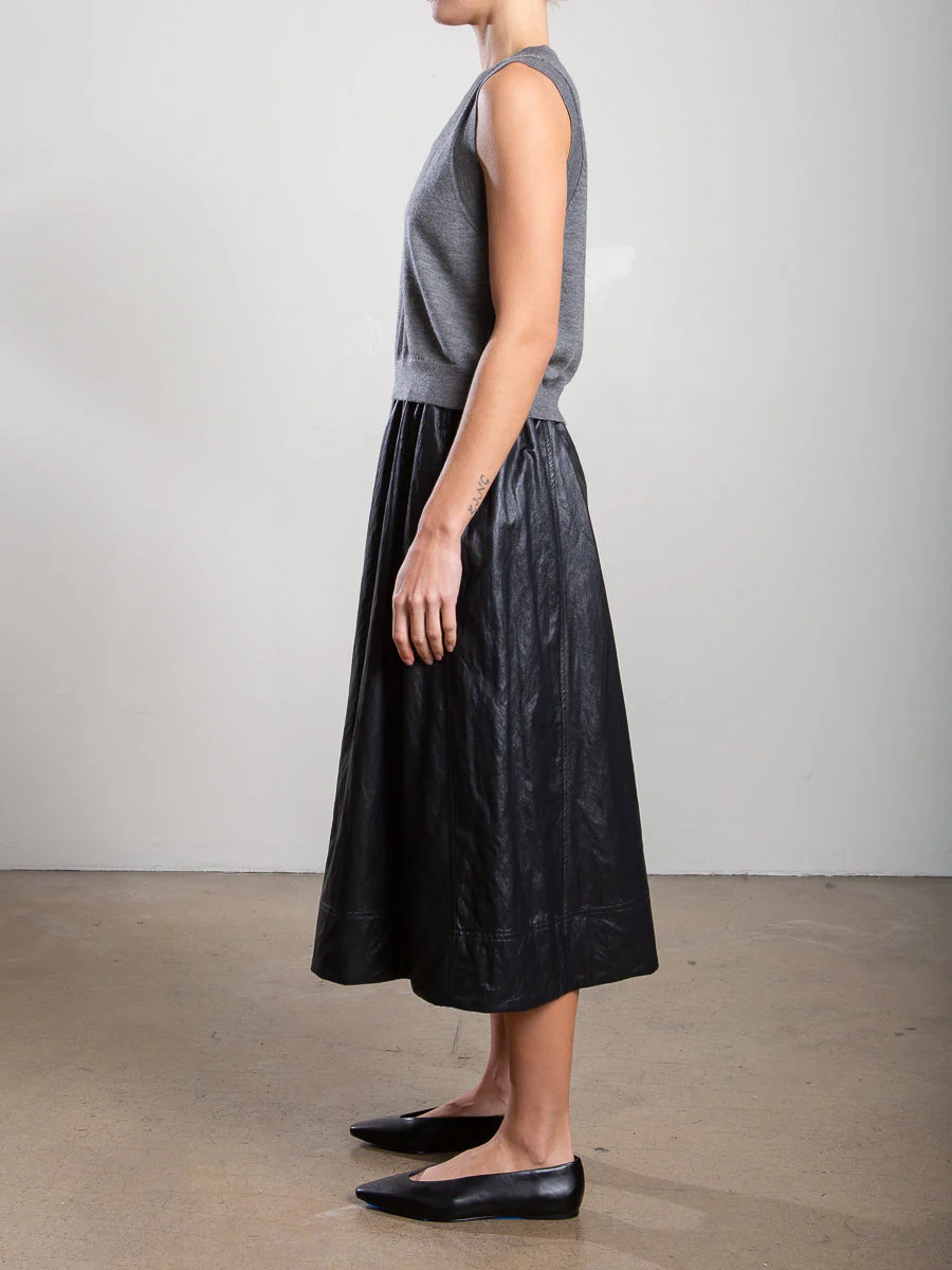 Claudia Skirt in Faux Leather - Black - Image 3
