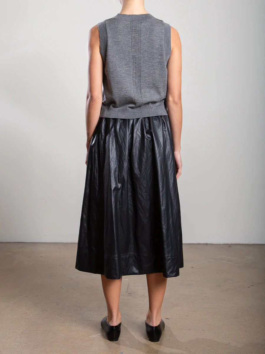 Claudia Skirt in Faux Leather - Black - Image 4