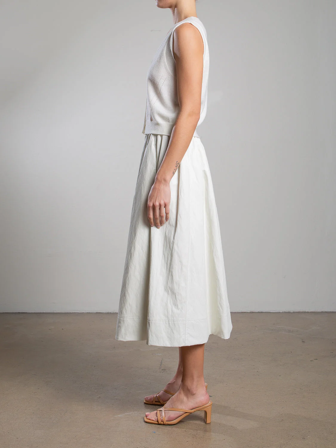 Claudia Skirt in Faux Leather - Ivory - Image 3