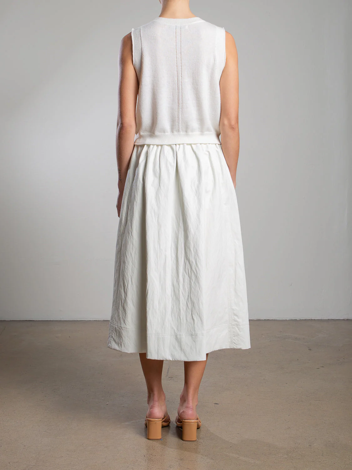 Claudia Skirt in Faux Leather - Ivory - Image 4