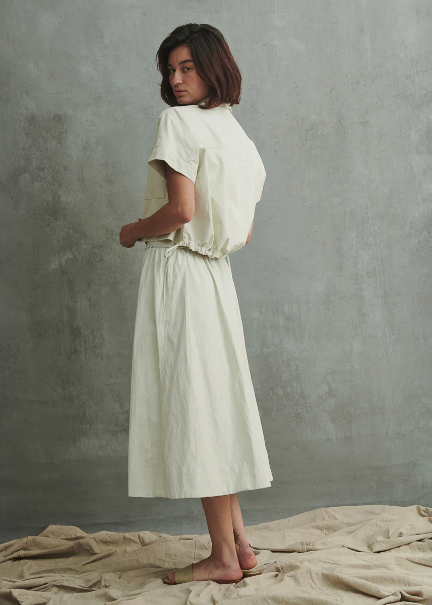 Claudia Skirt in Faux Leather - Ivory - Image 5