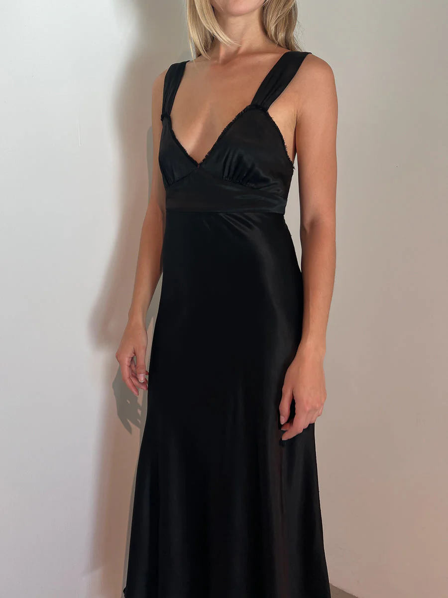 Colette Dress in Vintage Satin - Black - Image 6