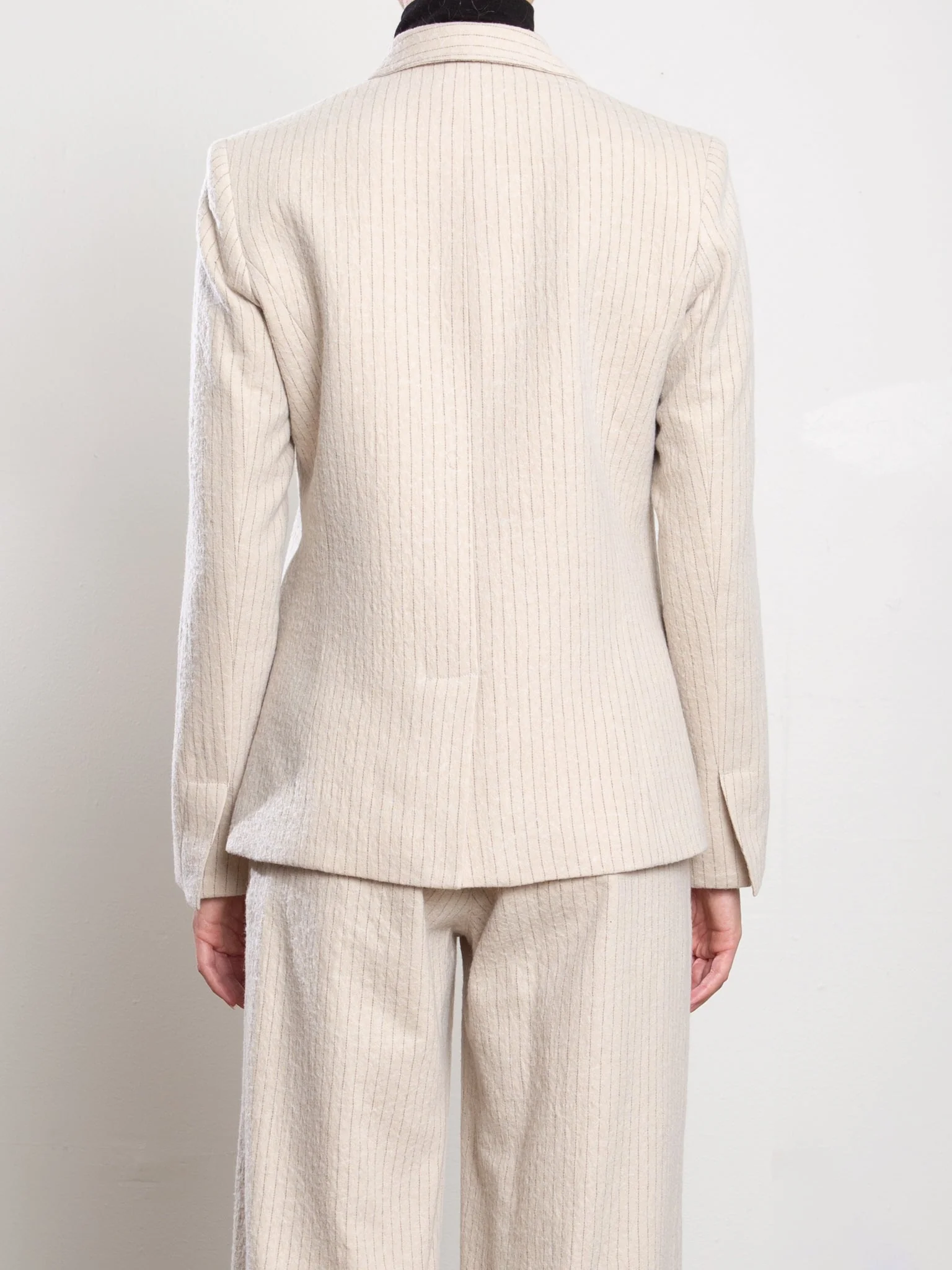 Cyrus Blazer in Brushed Pinstripe - Oat - Image 6