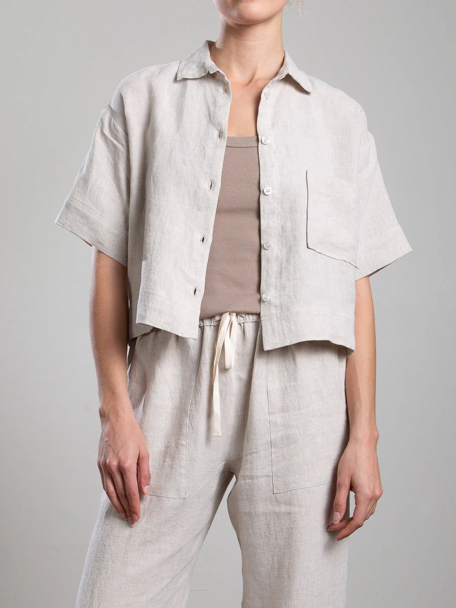 Eddy Shirt in Linen - Oat - Image 4