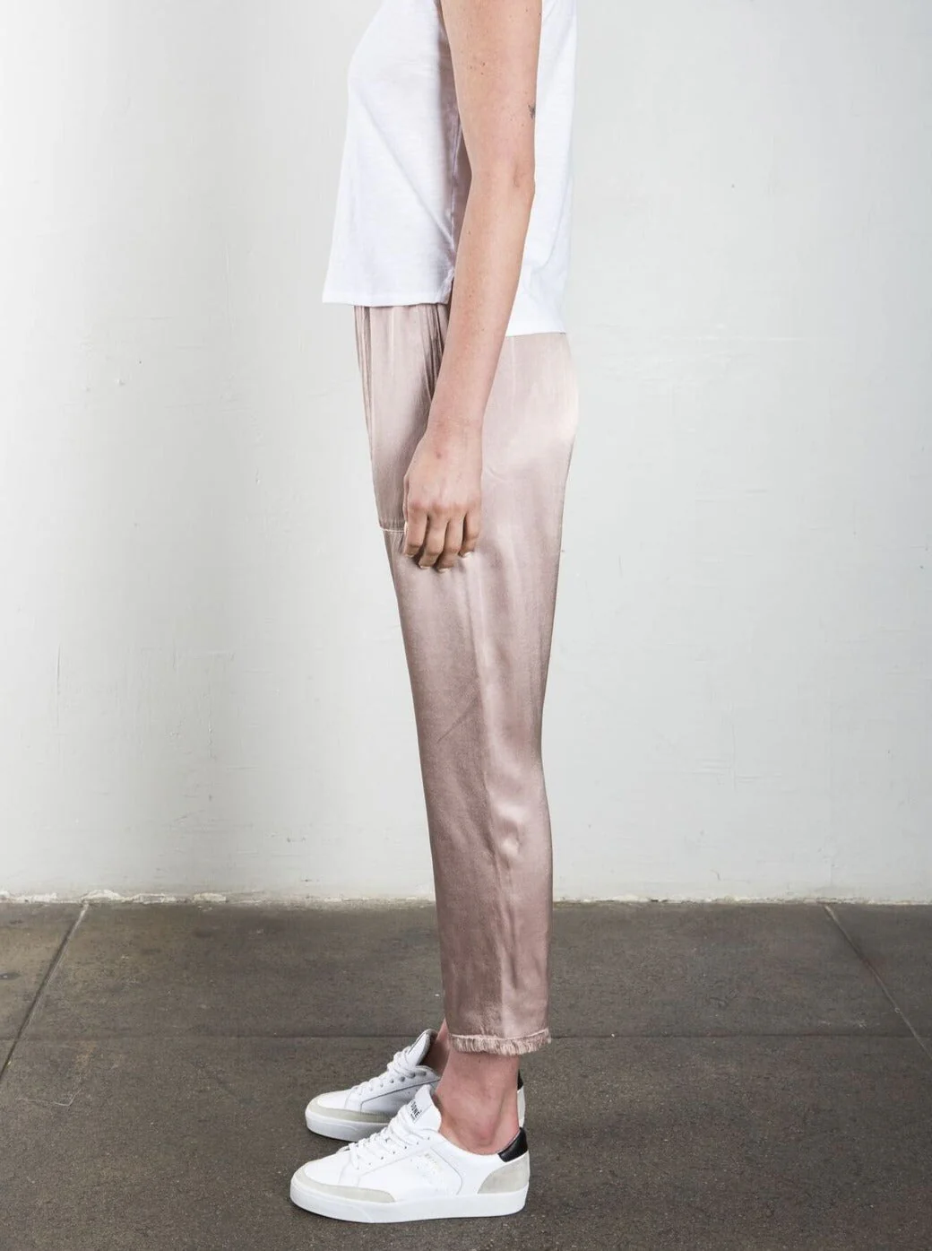 Erika Drop Pant in Vintage Satin - Nude *Final Sale* - Image 3