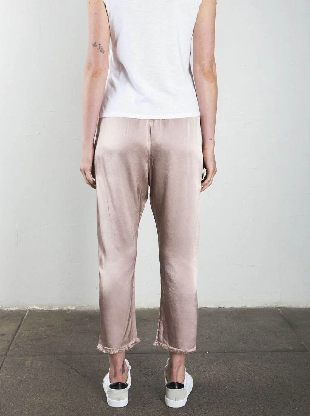 Erika Drop Pant in Vintage Satin - Nude *Final Sale* - Image 4