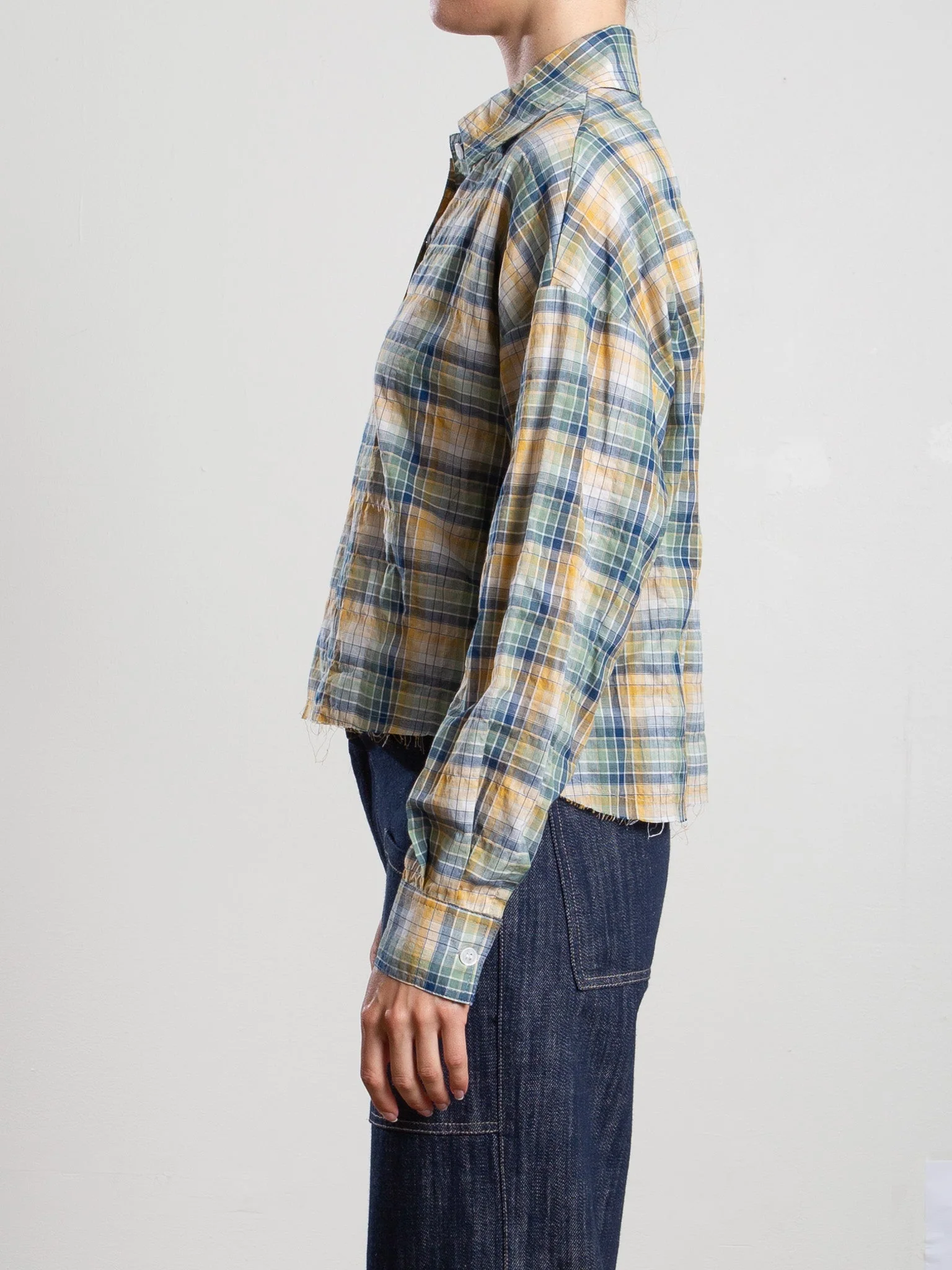 Esme Crop Shirt in Japanese Plaid - Summit - Image 4