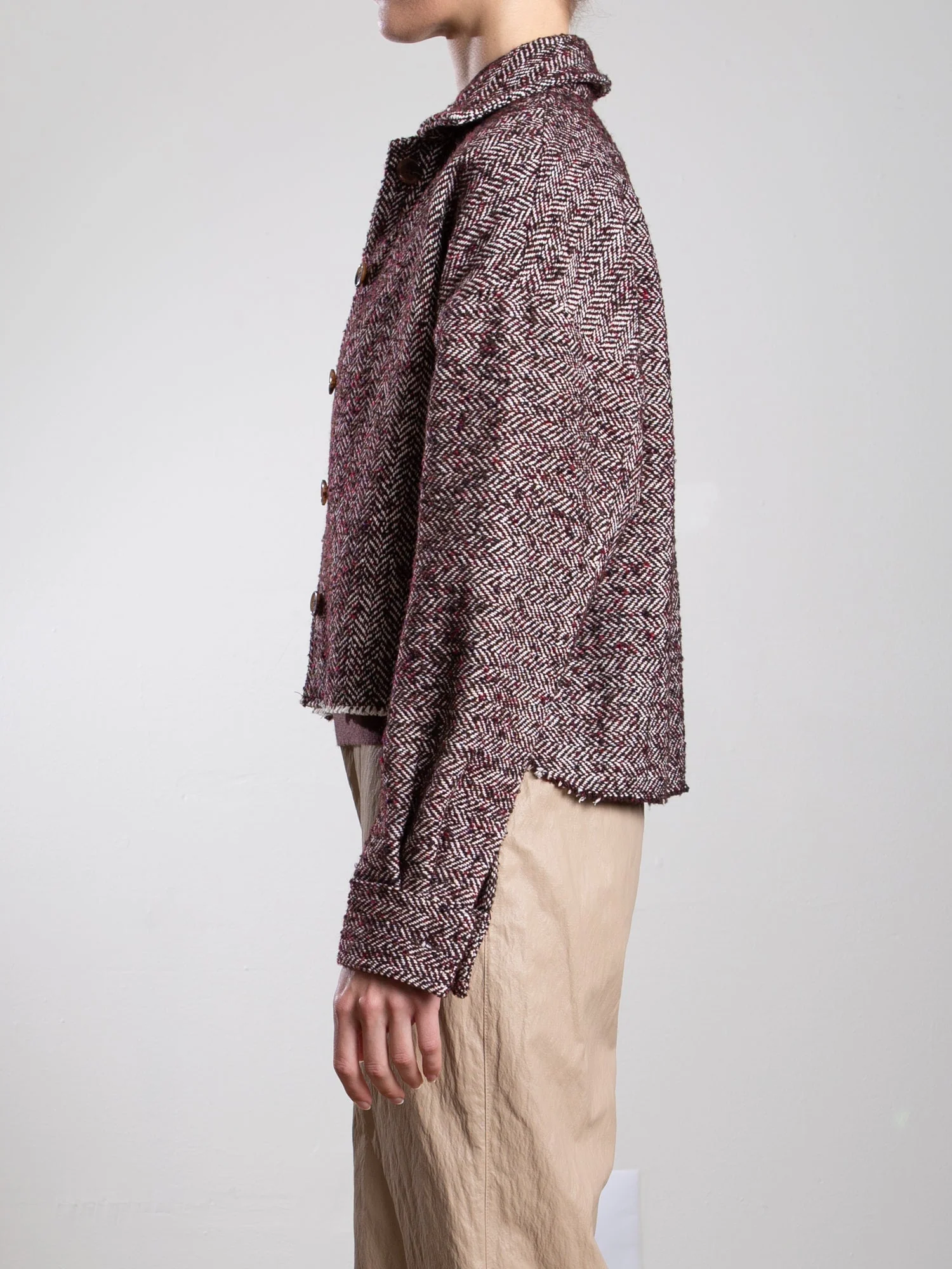 Esme Shirt in Herringbone - Burgundy - Image 4