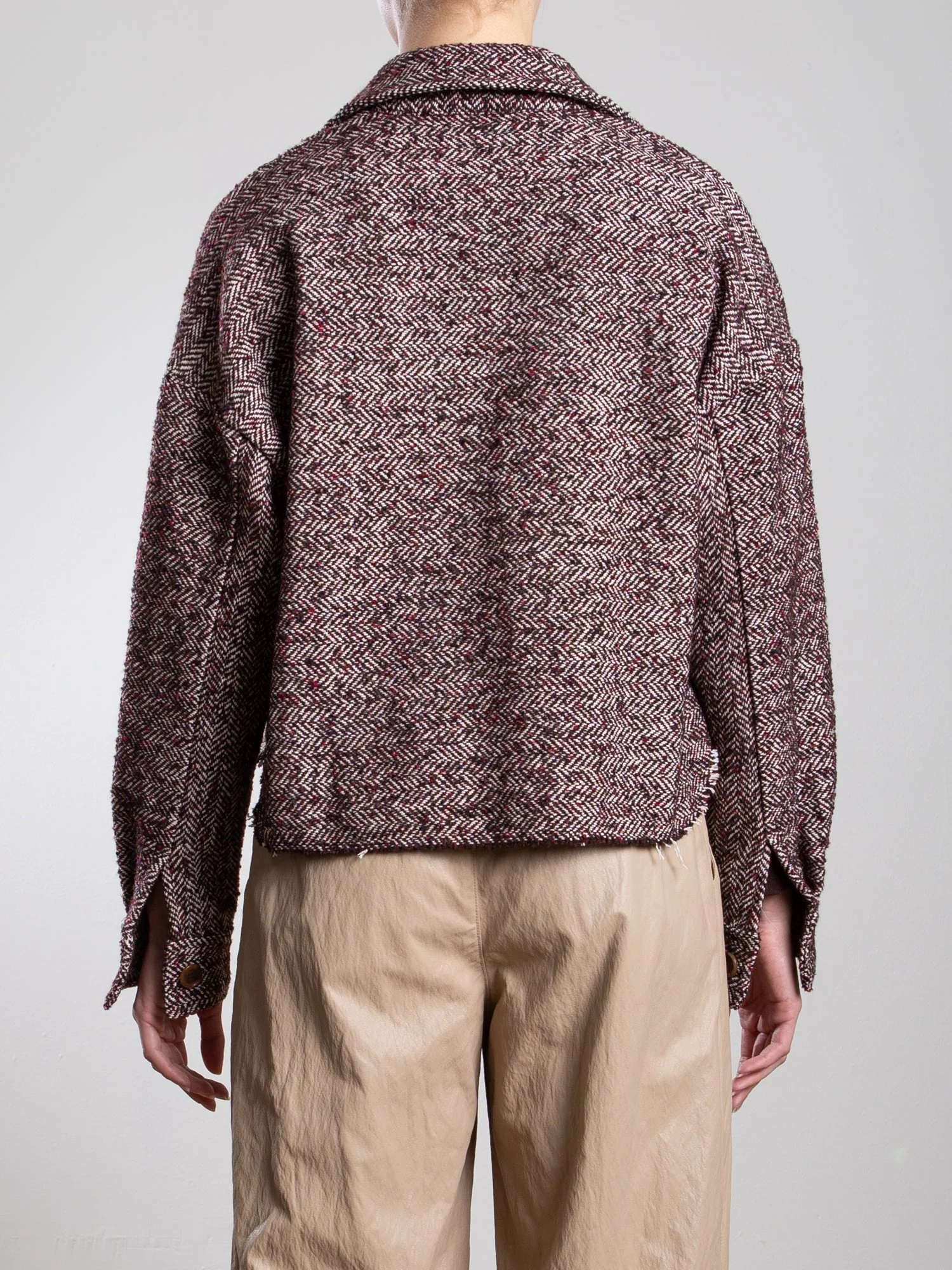 Esme Shirt in Herringbone - Burgundy - Image 5