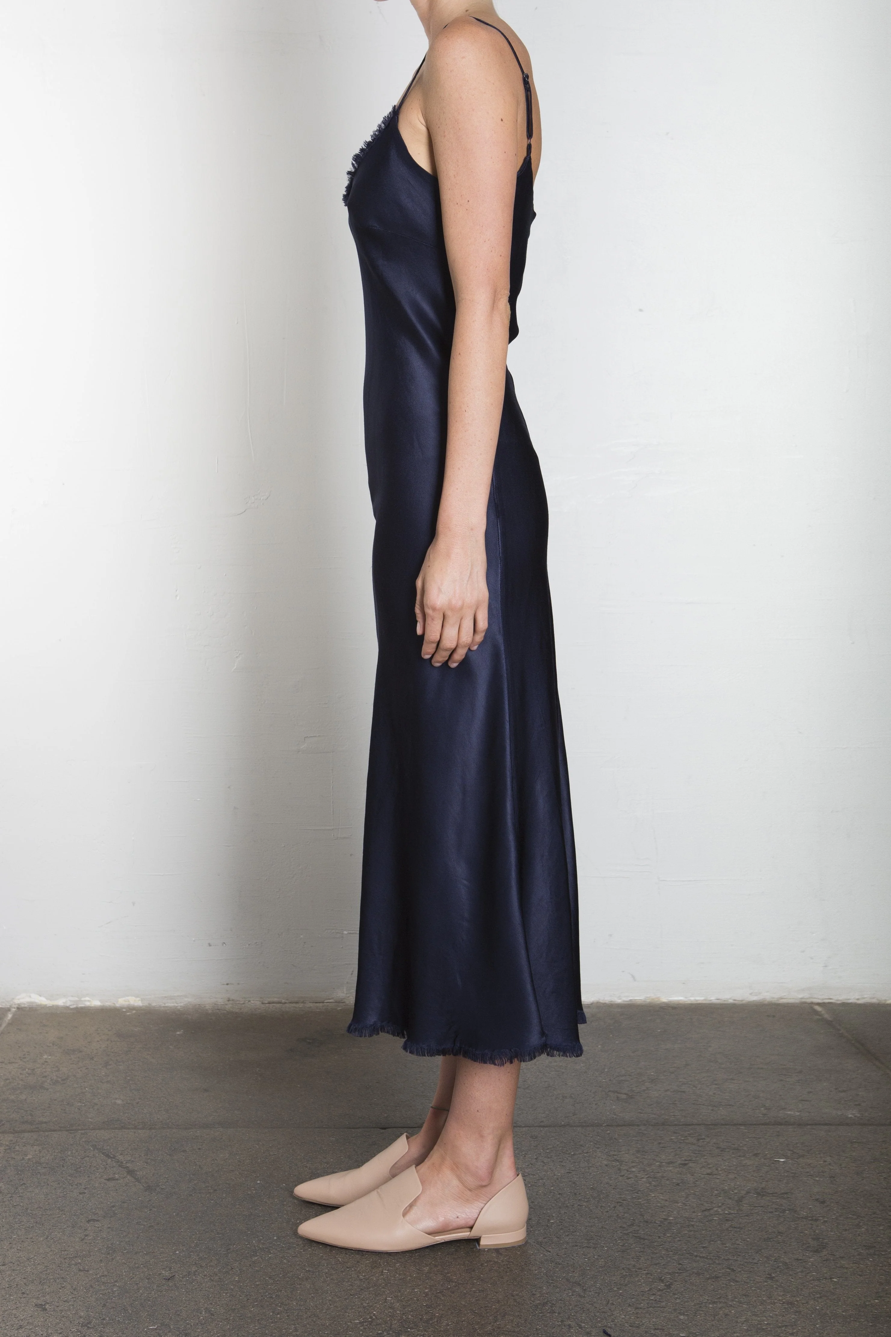 Farrah Slip Dress in Vintage Satin - Night - Image 4