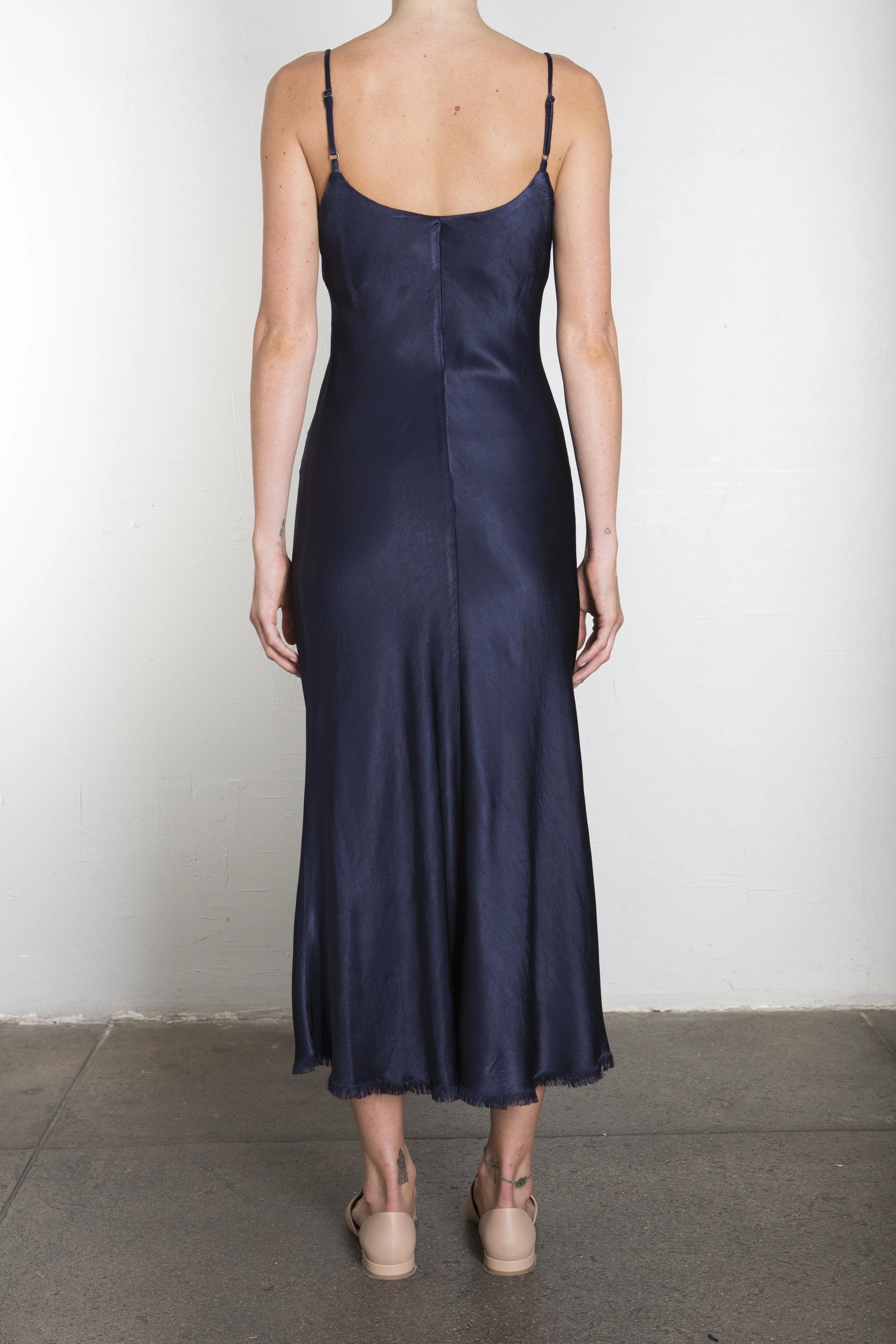 Farrah Slip Dress in Vintage Satin - Night - Image 5