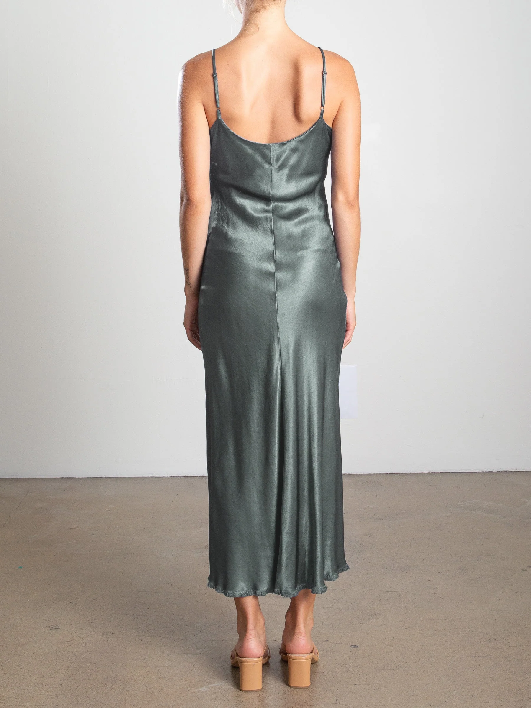 Farrah Slip Dress in Vintage Satin - Nori - Image 3