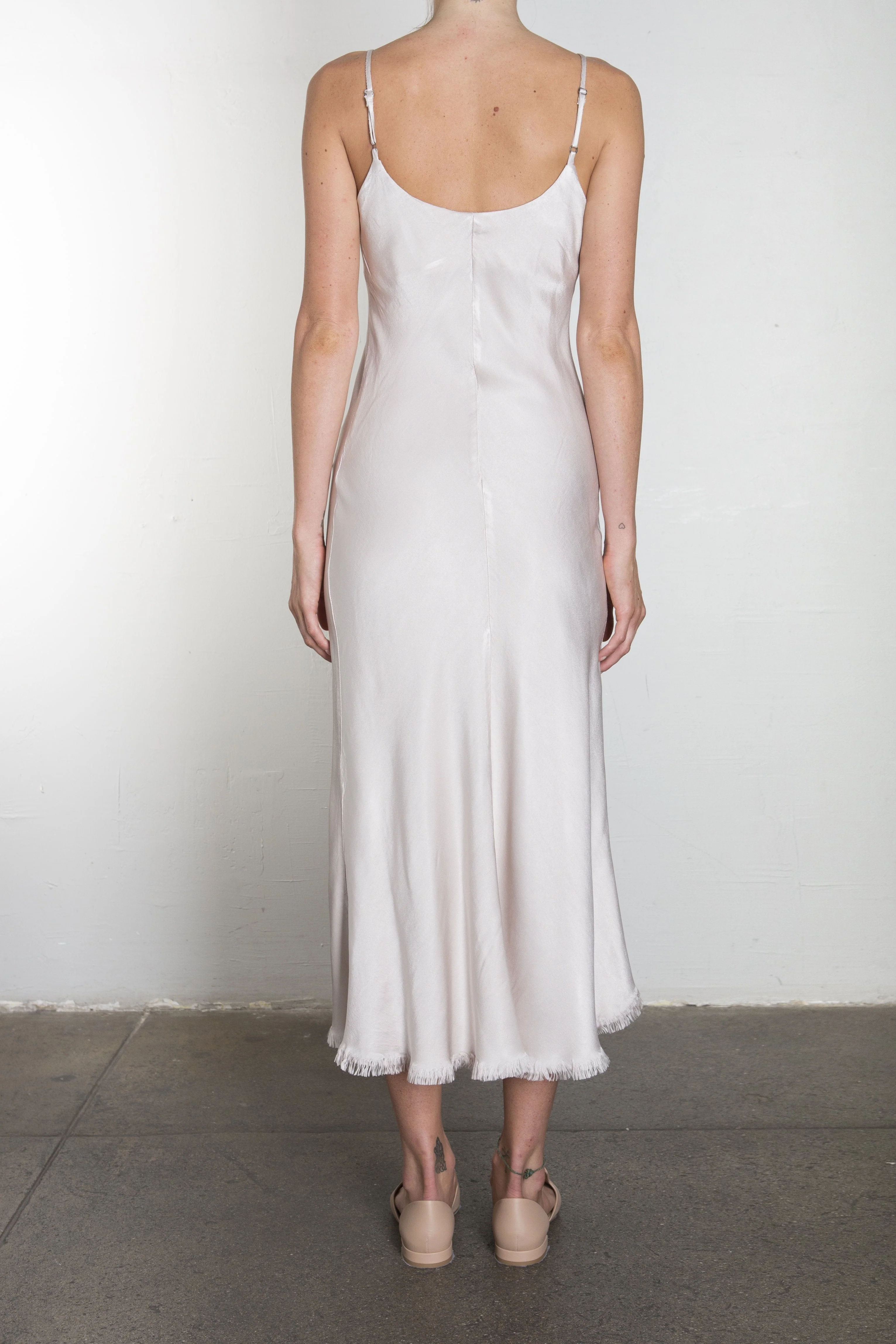 Farrah Slip Dress in Vintage Satin - parchment - Image 4