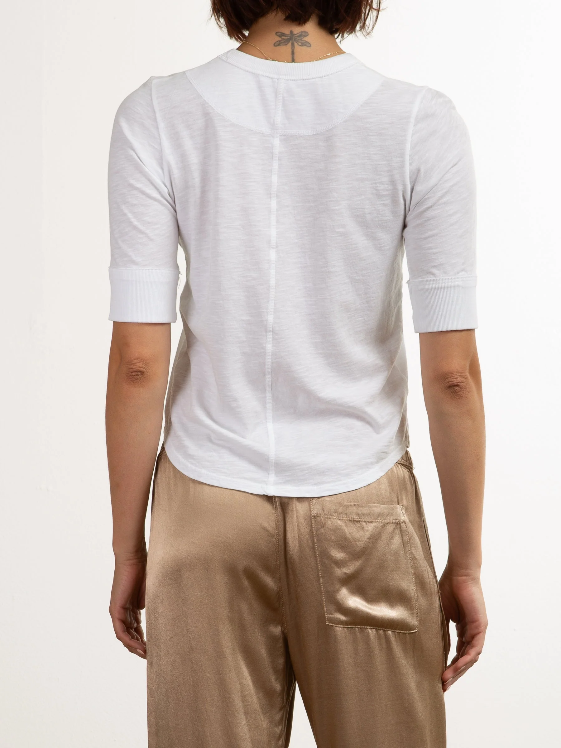 Giada Slim Crew in Supima Slub - White - Image 3