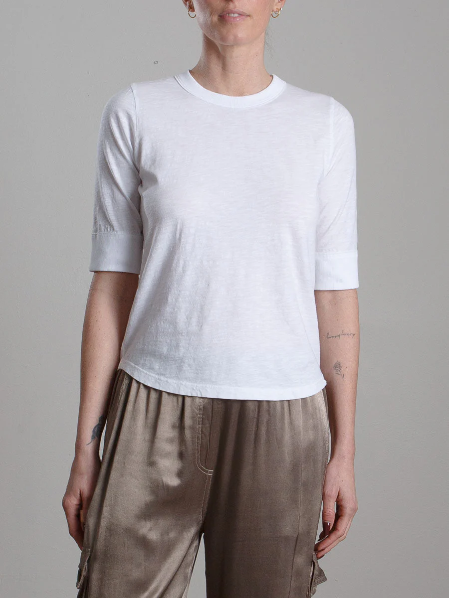 Giada Slim Crew in Supima Slub - White - Image 4