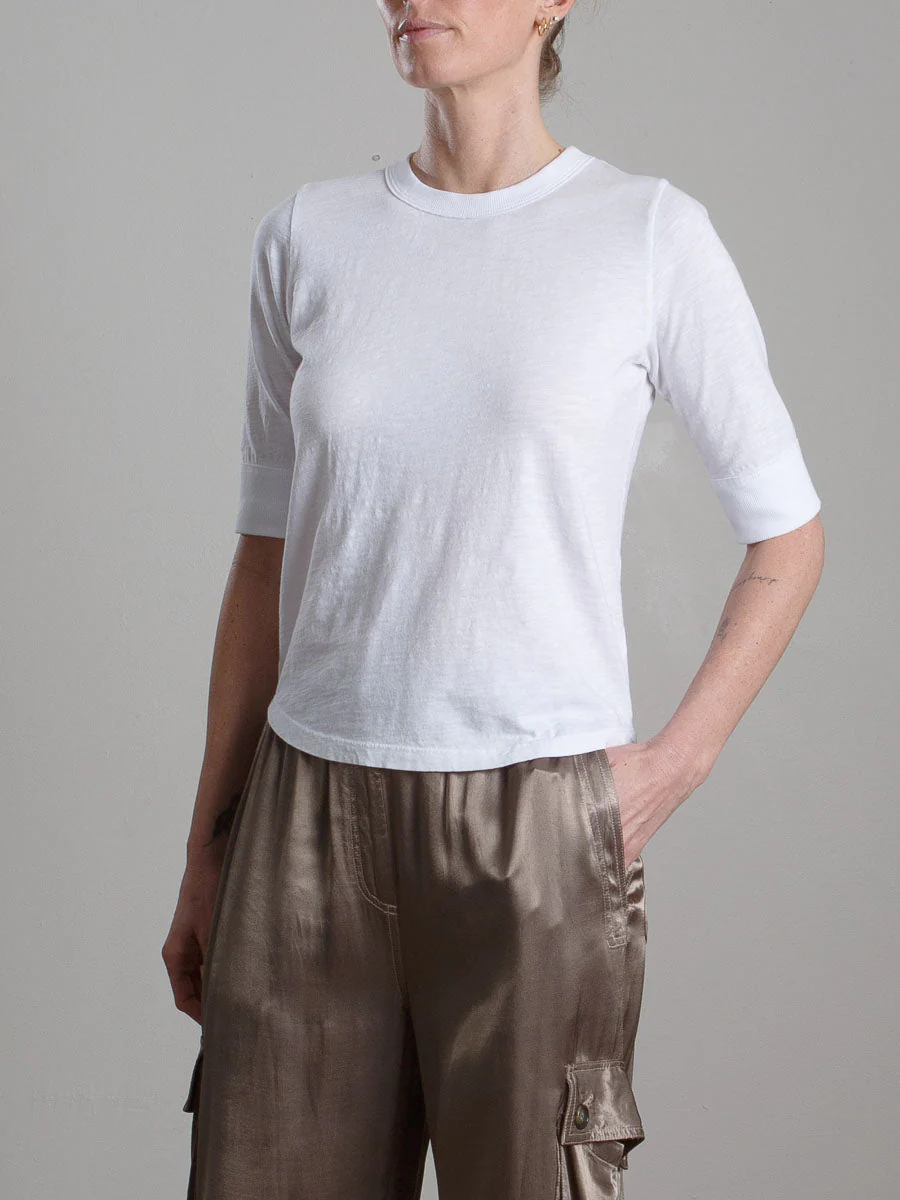 Giada Slim Crew in Supima Slub - White - Image 5