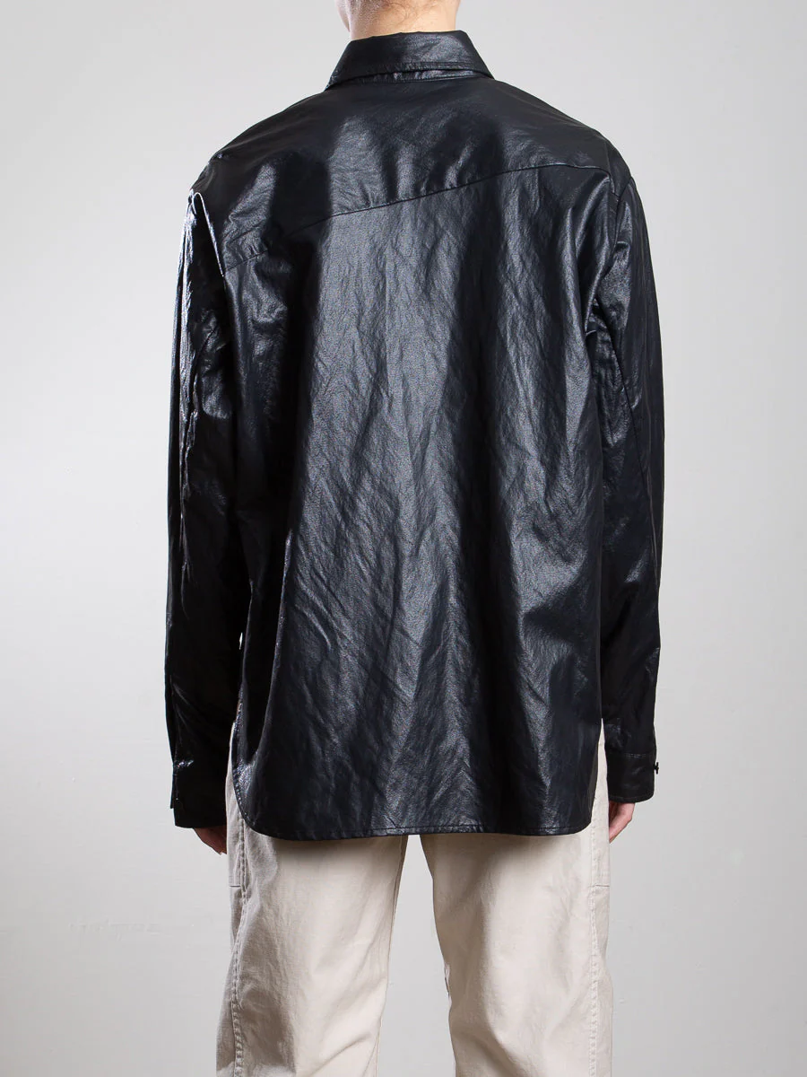 Jessie Shirt in Faux Leather - Black - Image 4