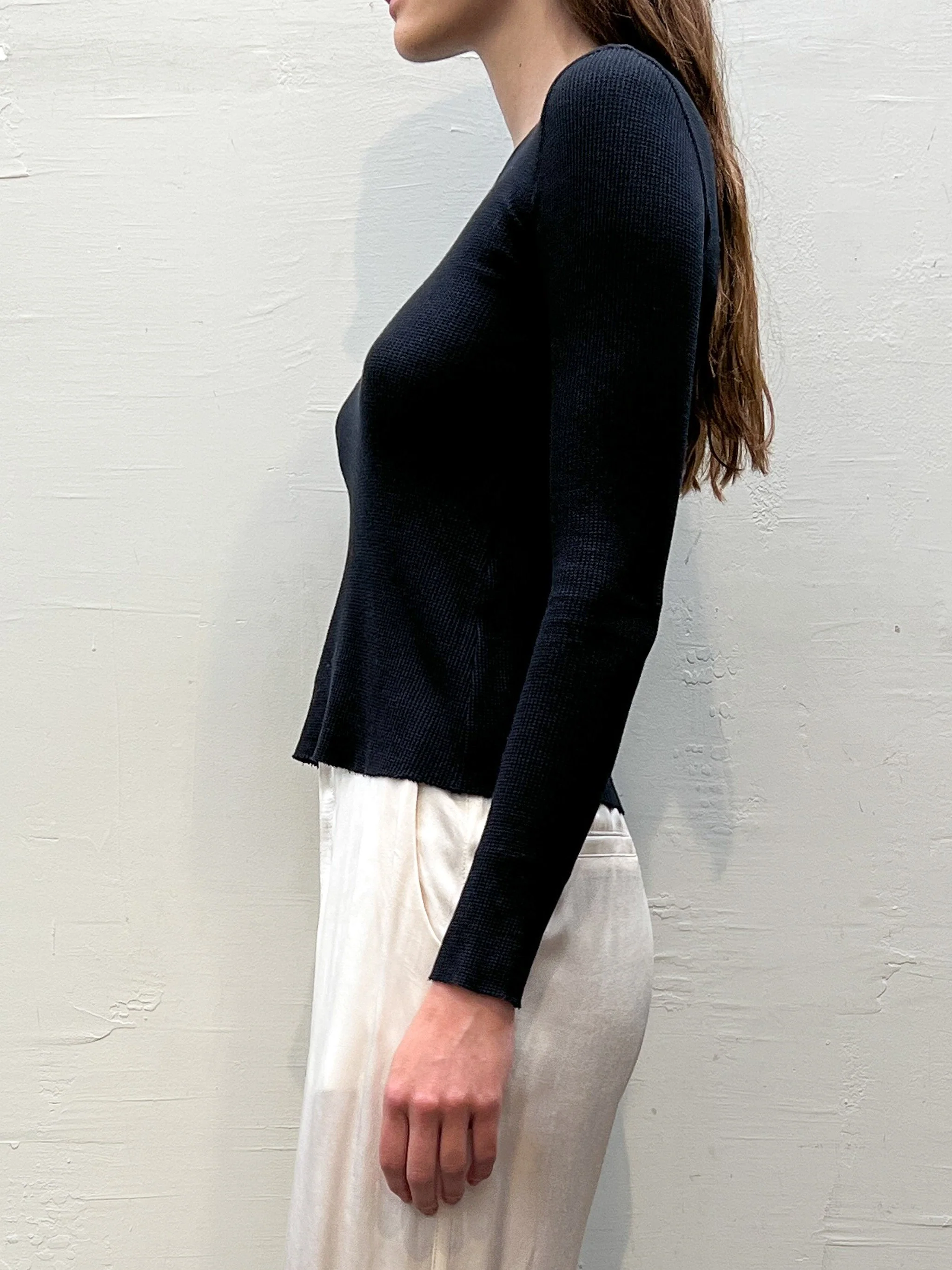 Jimmy Long-Sleeve Tee in Thermal - Black - Image 3