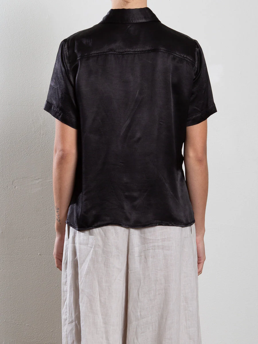 Lynn Shirt in Vintage Satin - Black - Image 4
