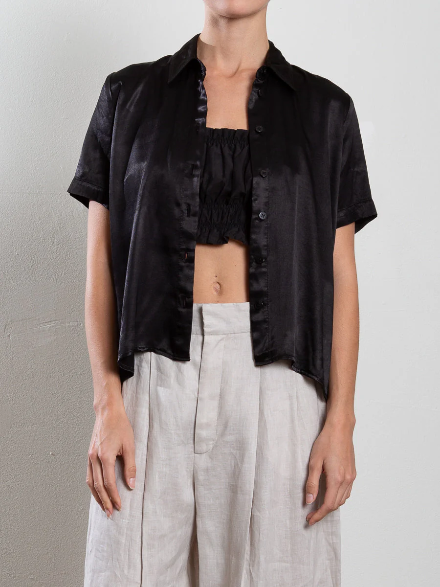 Lynn Shirt in Vintage Satin - Black - Image 5