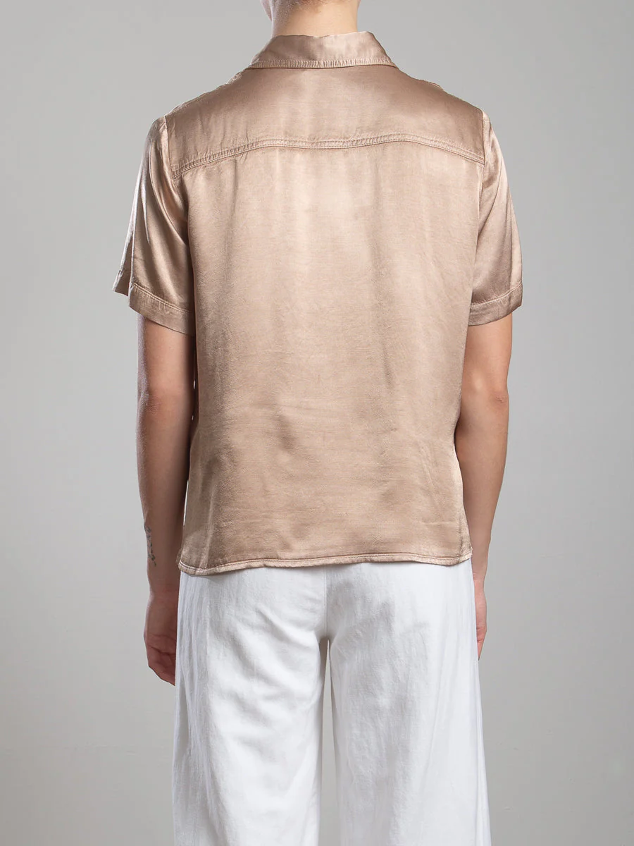 Lynn Shirt in Vintage Satin - Buff - Image 3