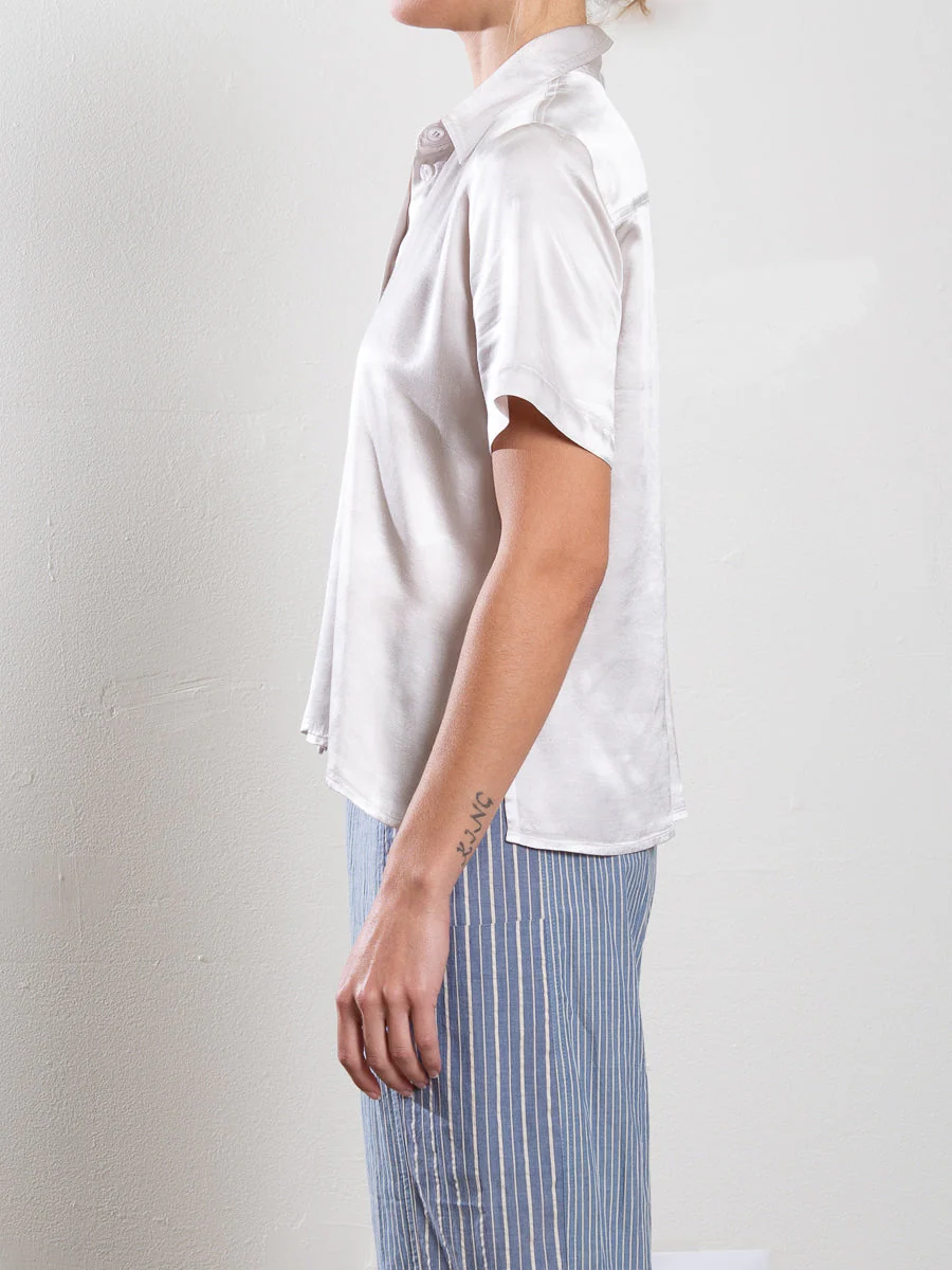 Lynn Shirt in Vintage Satin - Parchment - Image 3