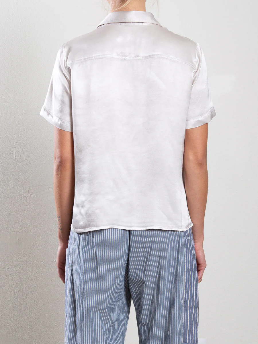 Lynn Shirt in Vintage Satin - Parchment - Image 4