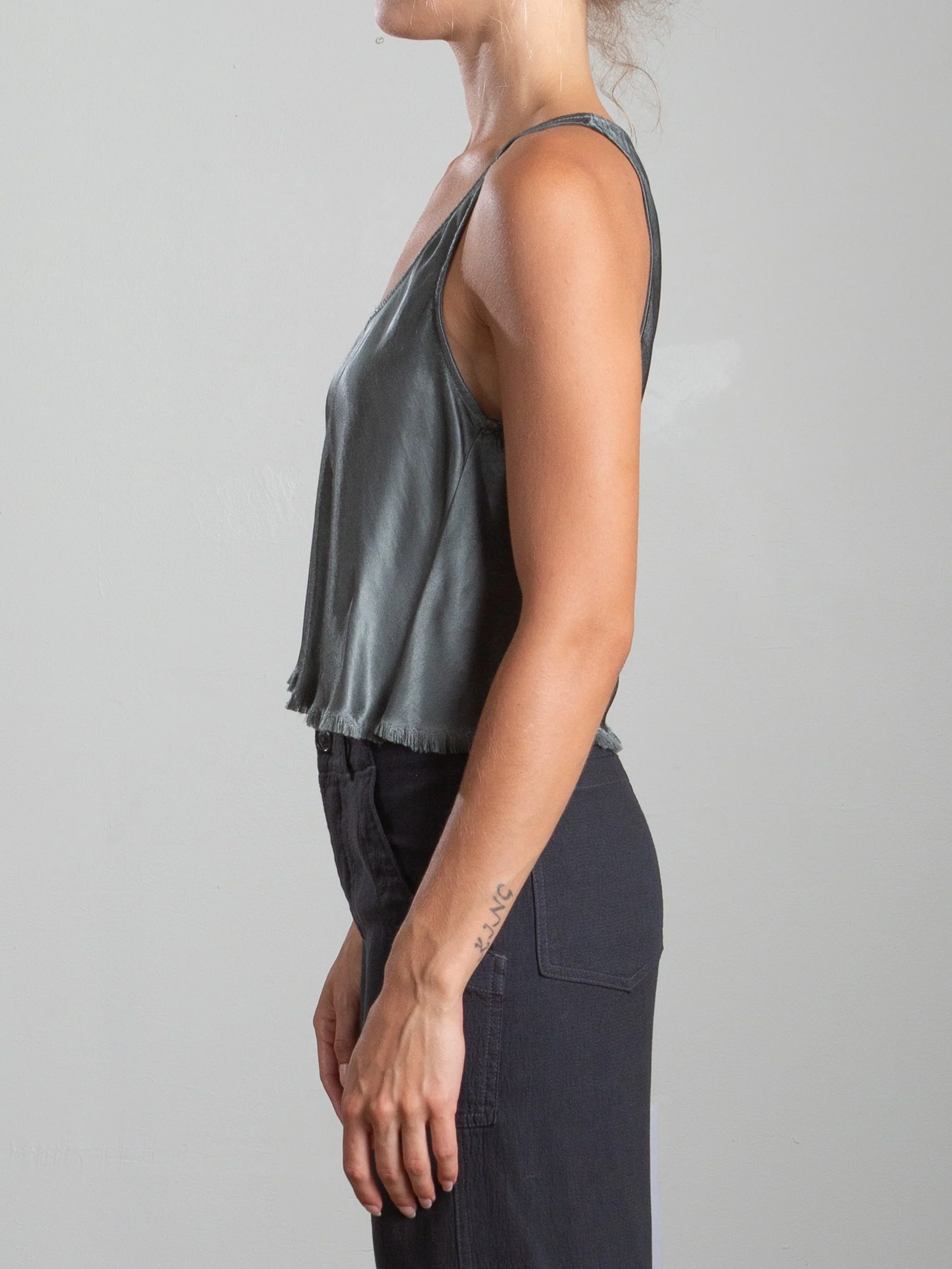 Maggie Tank in Vintage Satin - Nori - Image 3