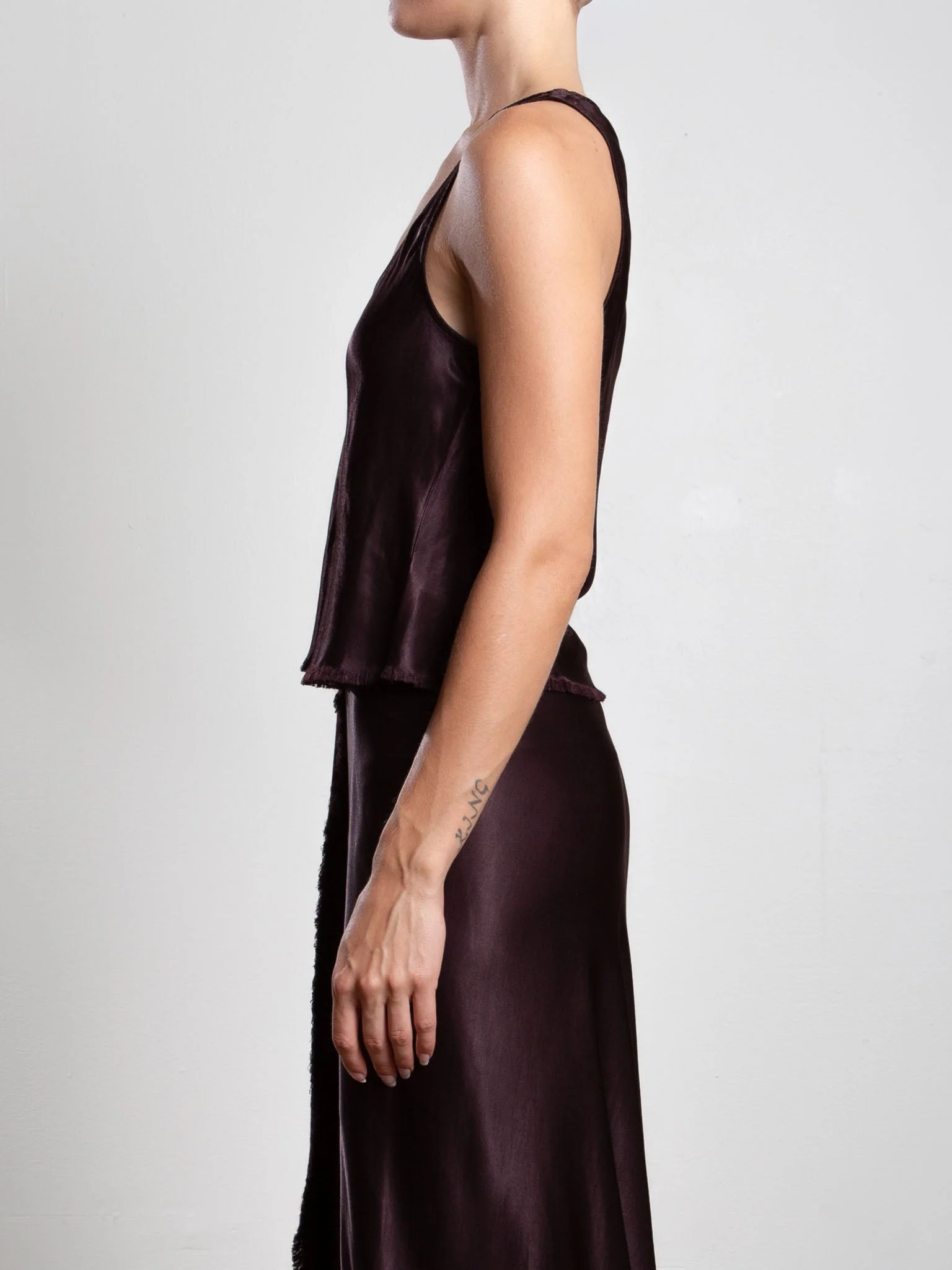 Maggie Tank in Vintage Satin - Raisin - Image 3