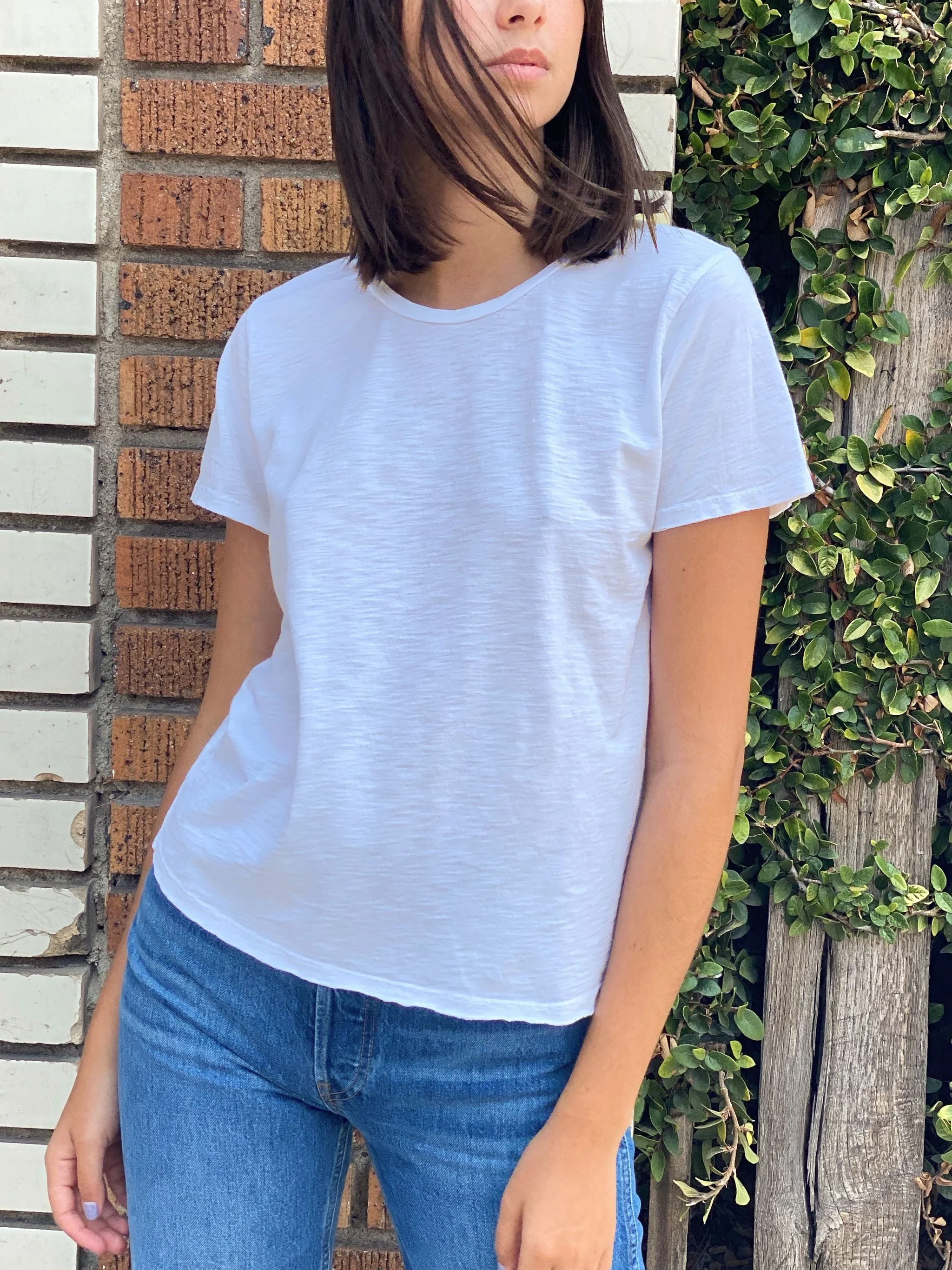Classic Crewneck Tee in Supima Slub - White - Image 3