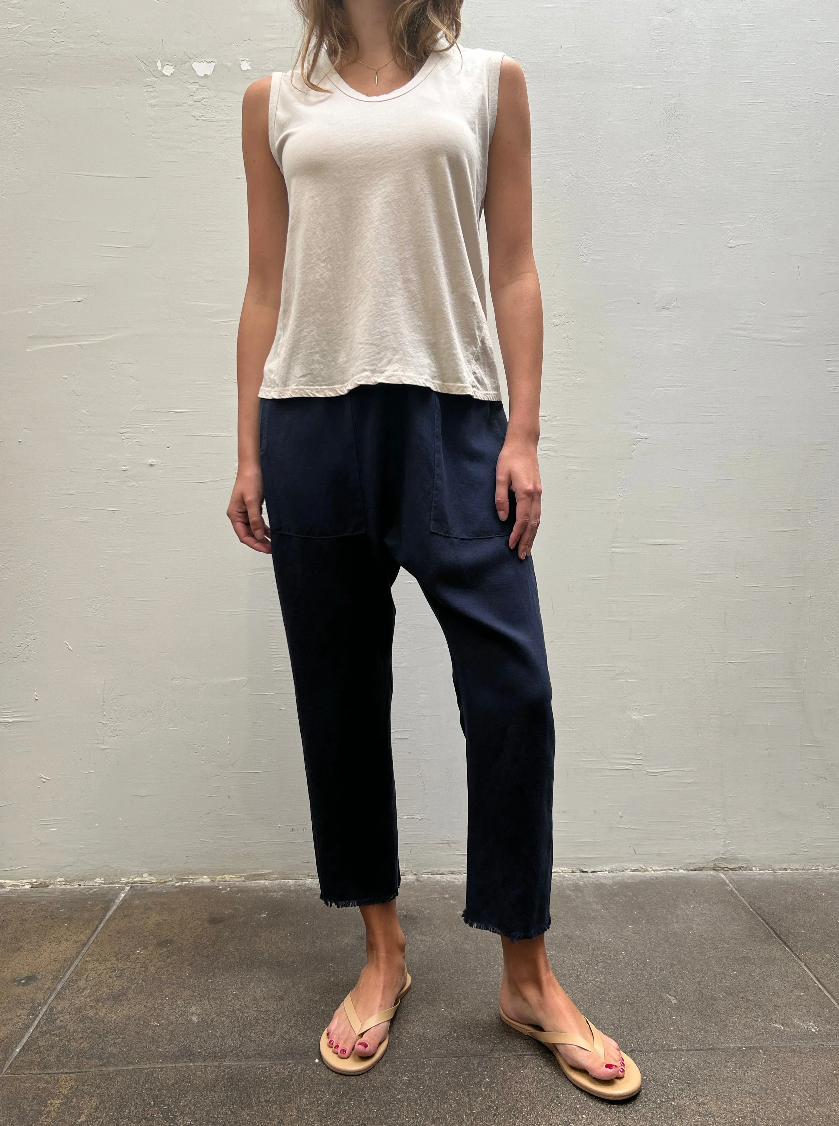 Erika Drop Pant in Linen - Night - Image 3