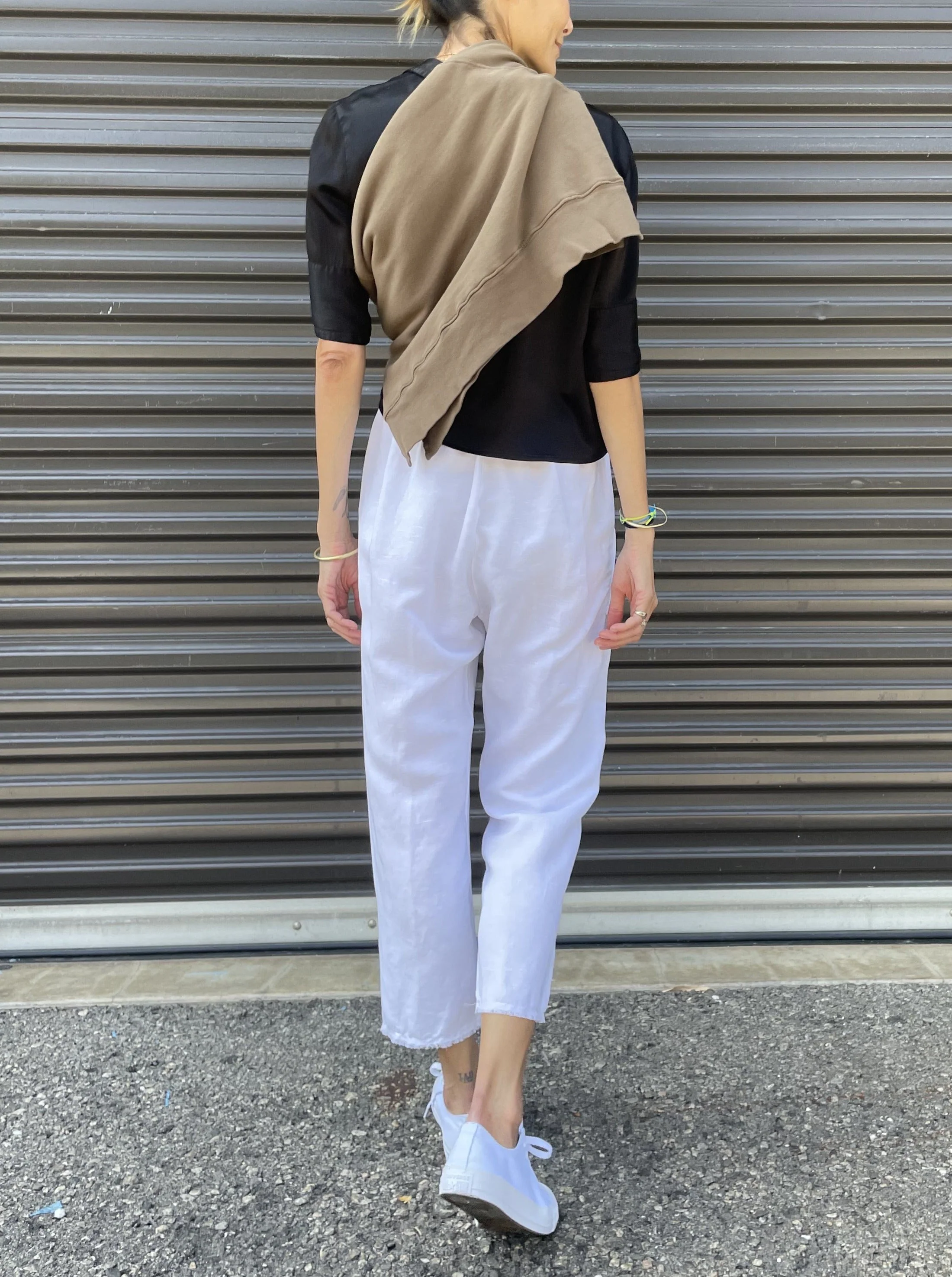 Erika Drop Pant in Linen - White - Image 5