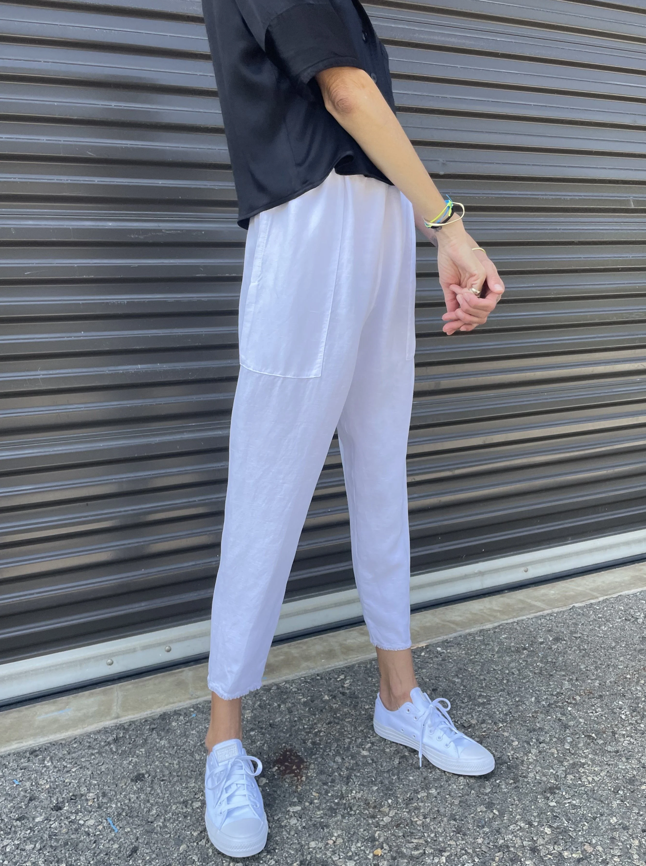 Erika Drop Pant in Linen - White - Image 6