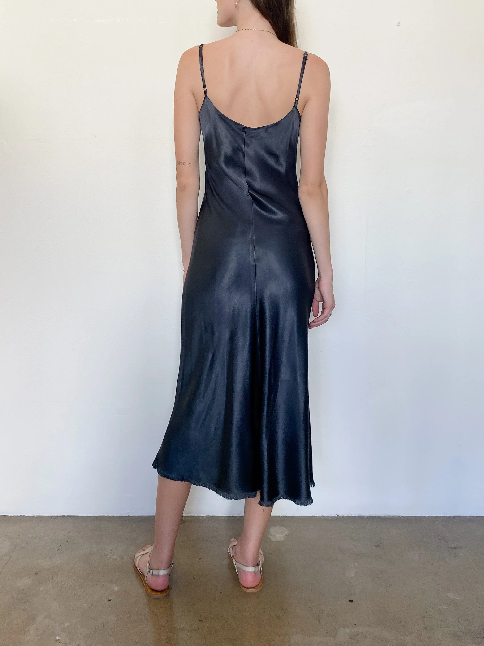 Farrah Slip Dress in Vintage Satin - Lava - Image 3