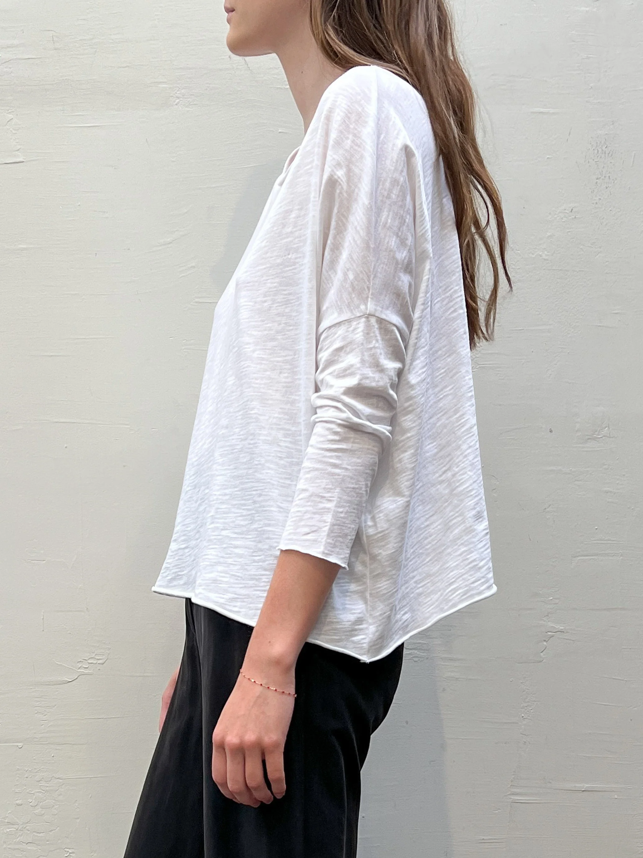 Tommy Boxy Tee in Supima Slub - White - Image 4