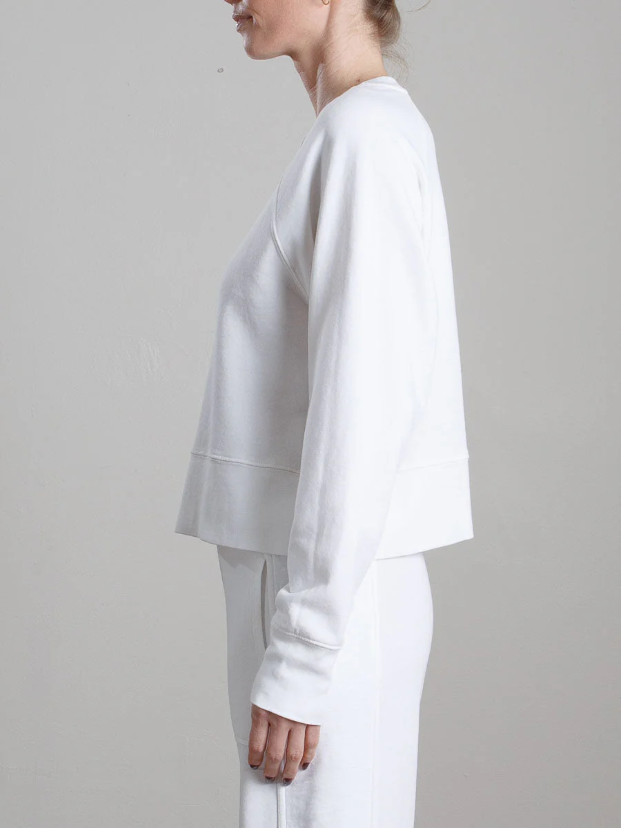 Sophia Crop Sweatshirt in French Terry - Ivory - Image 3