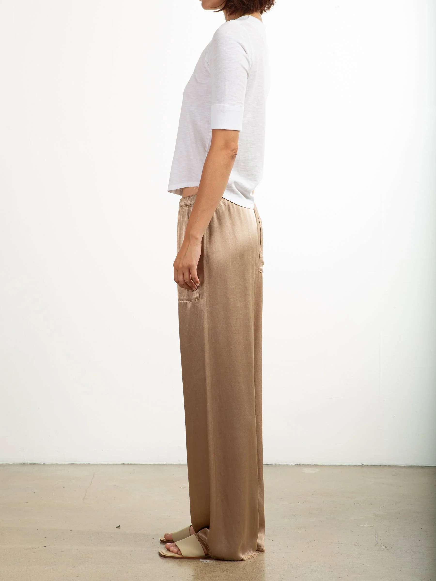 Taryn Pant in Vintage Satin - Buff - Image 4