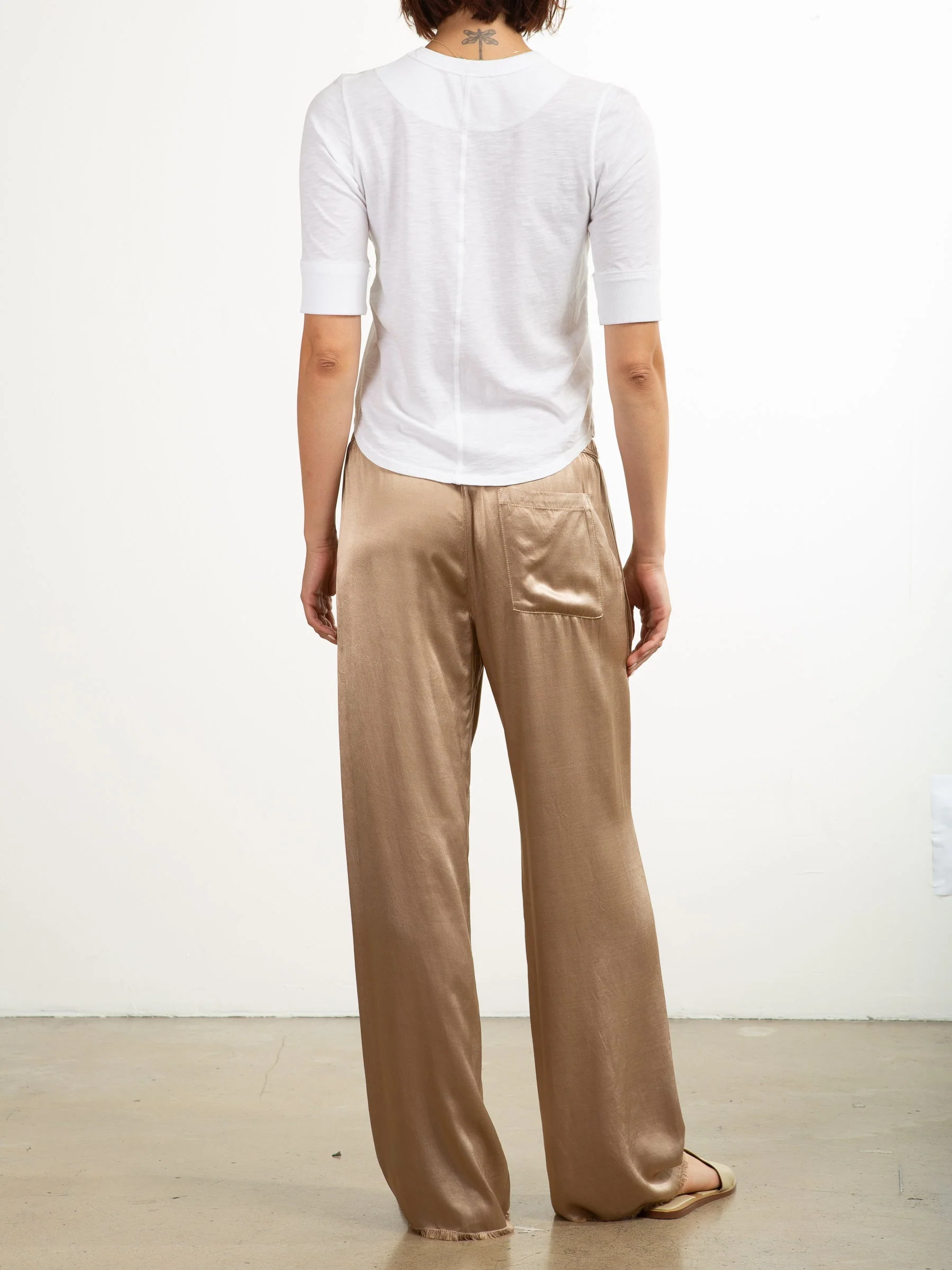 Taryn Pant in Vintage Satin - Buff - Image 5