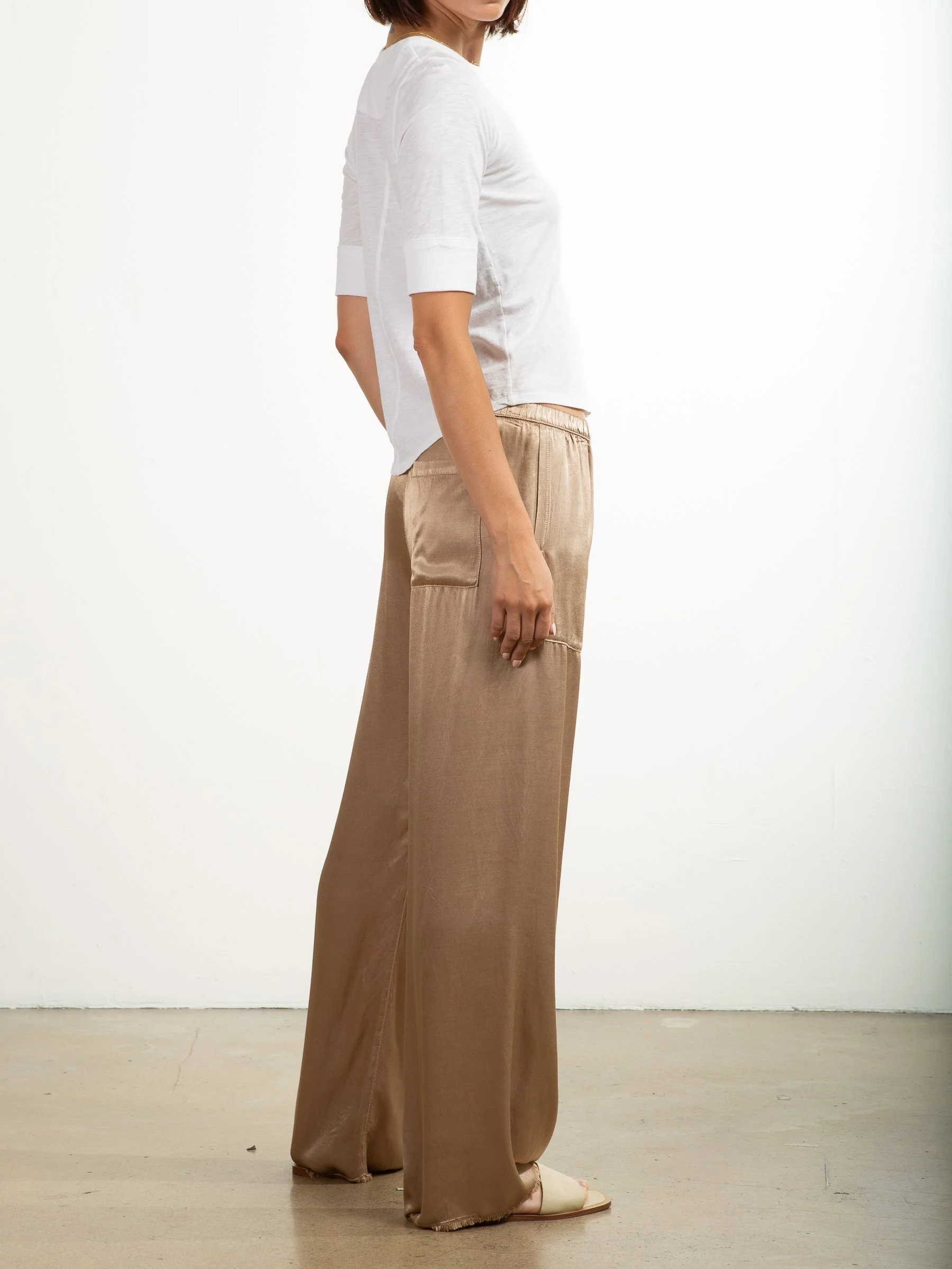 Taryn Pant in Vintage Satin - Buff - Image 6