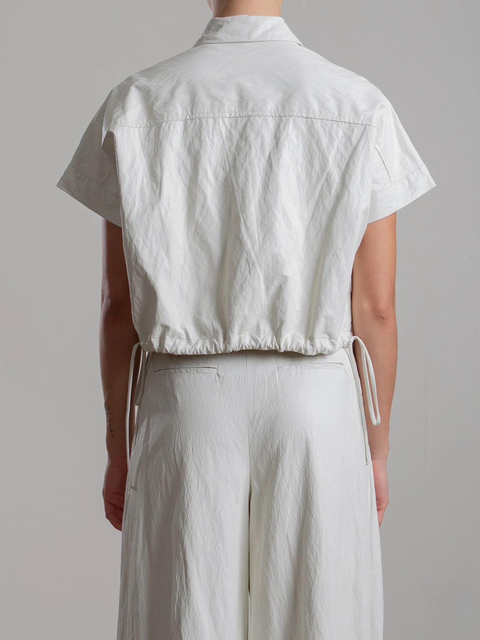 Zoey Shirt in Faux Leather - Ivory - Image 3