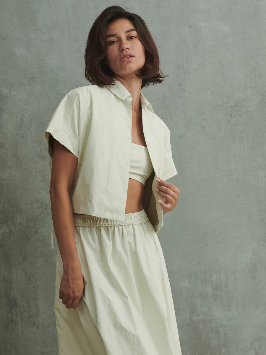 Zoey Shirt in Faux Leather - Ivory - Image 4