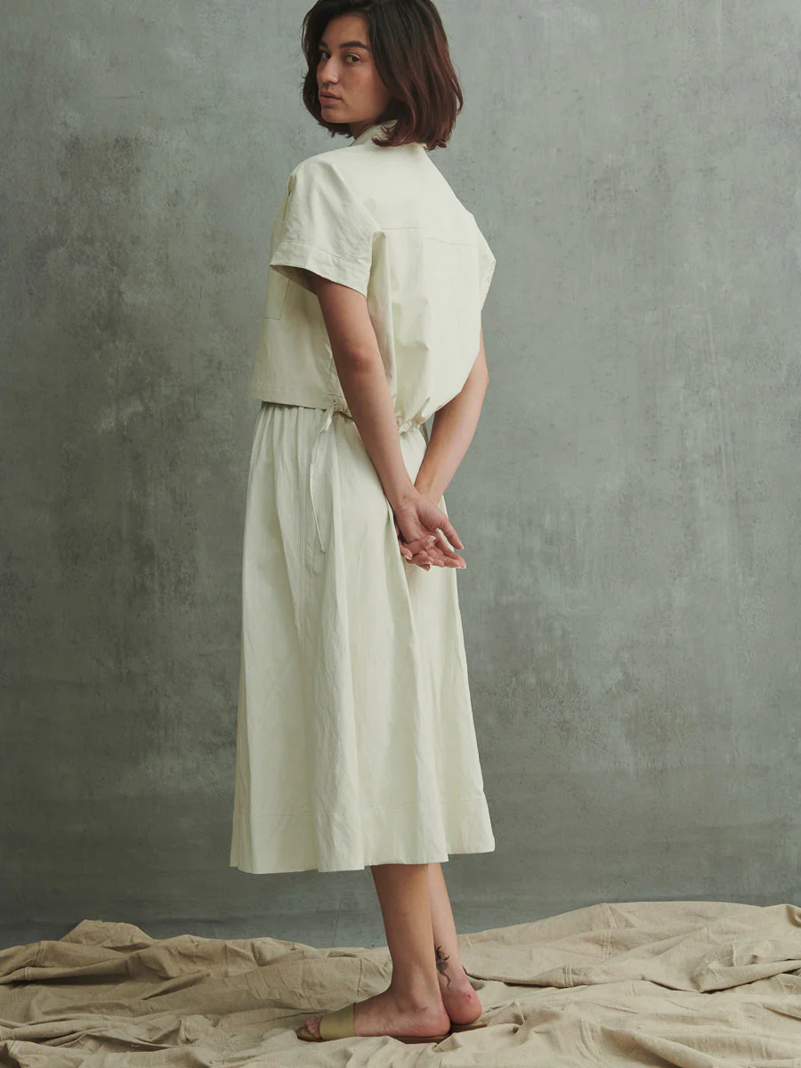 Zoey Shirt in Faux Leather - Ivory - Image 5
